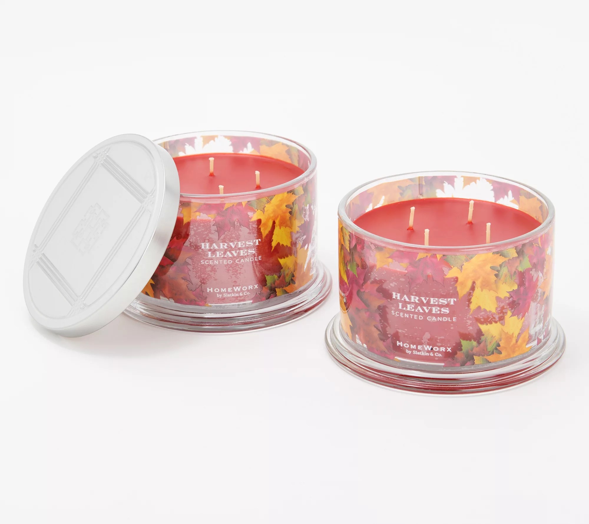 "As Is" HomeWorx by Slatkin & Co. S/2 Harvest Leaves Candles