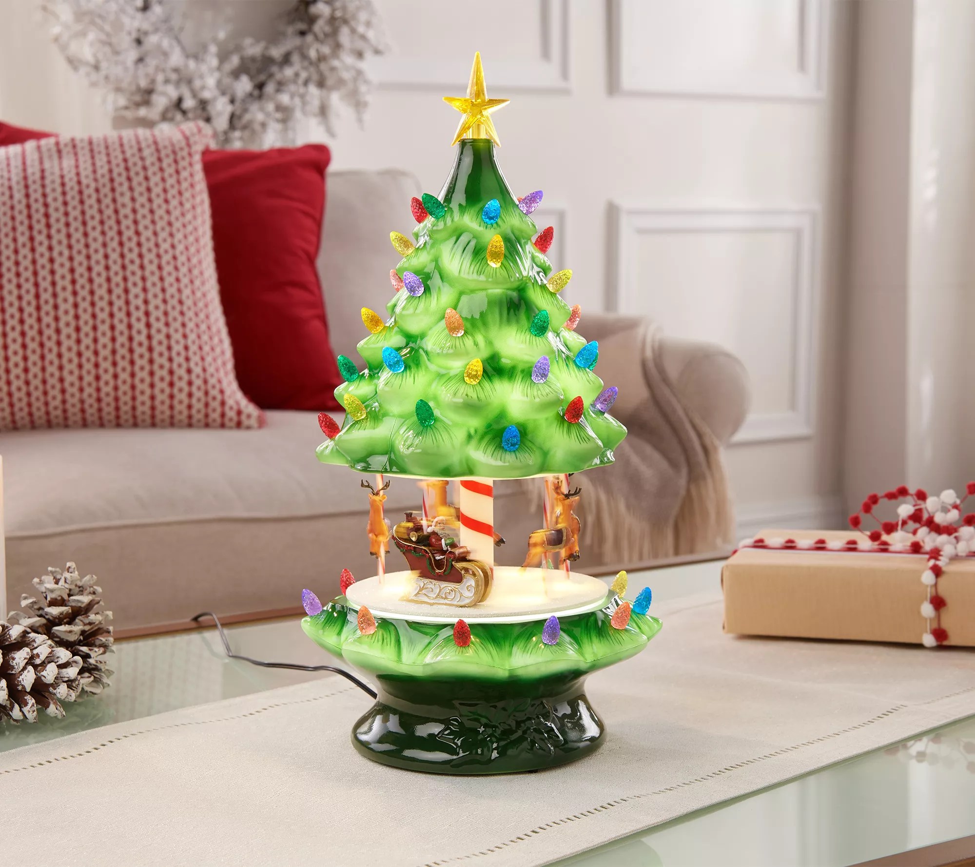 "As Is" Mr. Christmas 15" Blow Mold Nostalgic Tree with Carousel