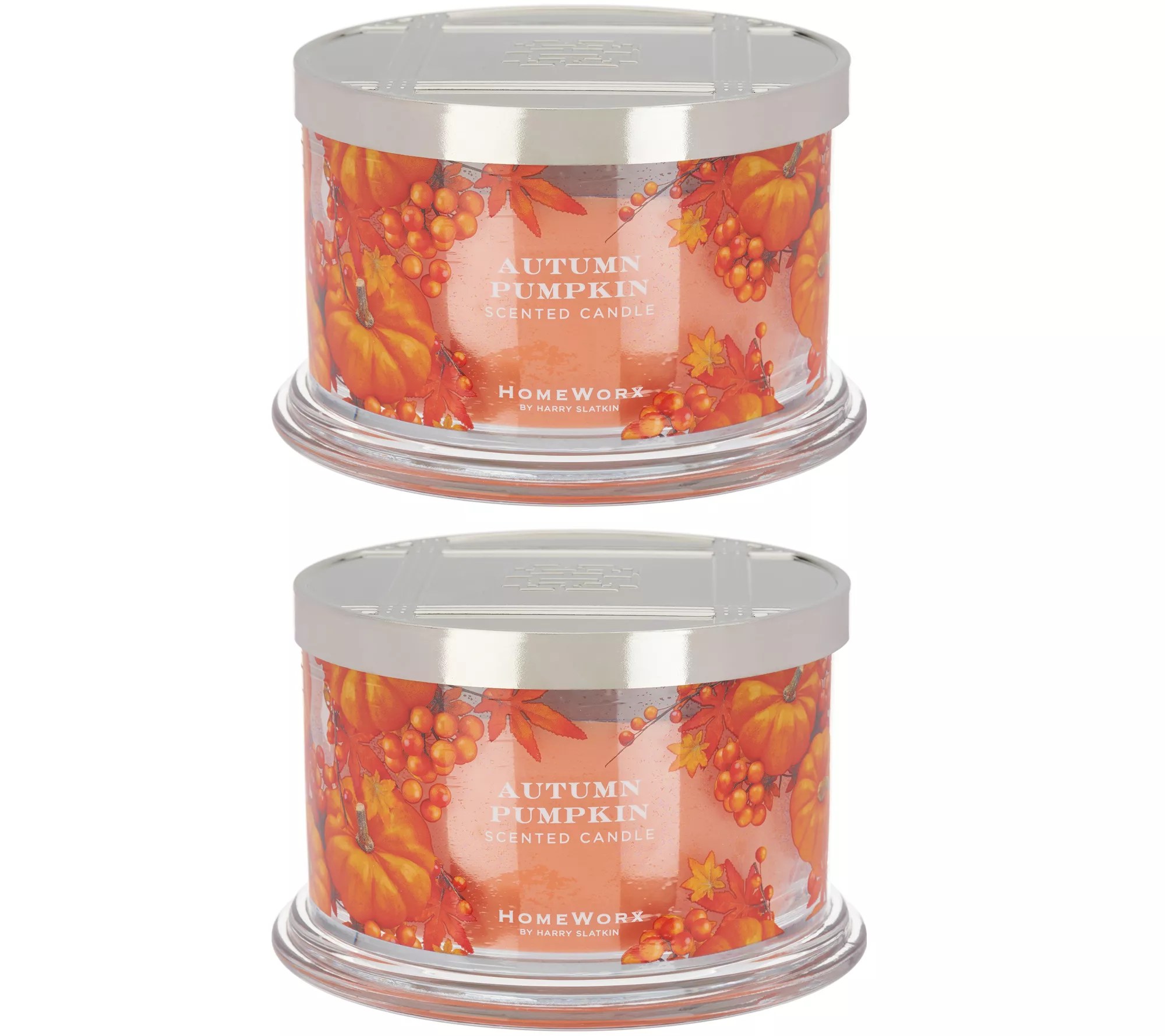 HomeWorx by Harry Slatkin Set of 2 Autumn Pumpkin 4Wick Candles