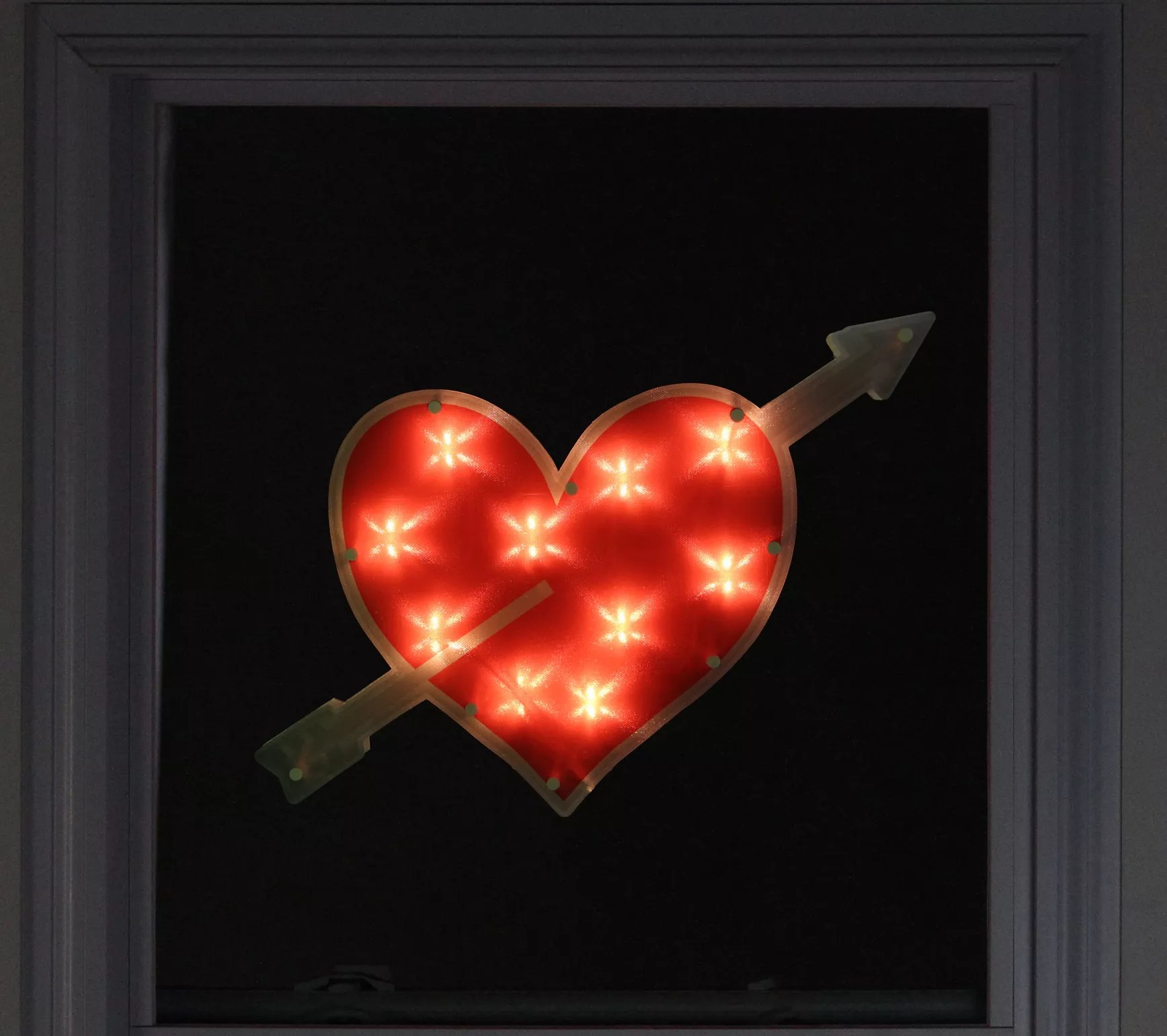 18" Lighted Heart & Arrow Valentine's Day Window Decoration
