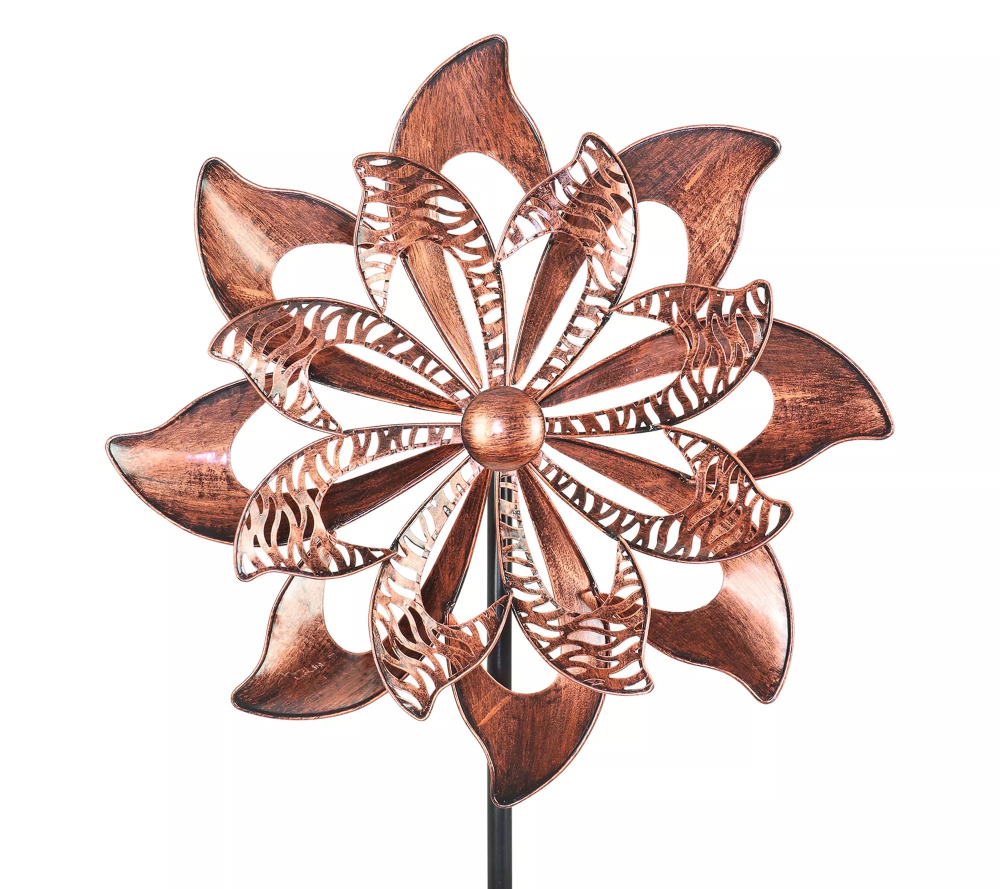 Exhart Bronze Tall Double Pinwheel Spinner Stake