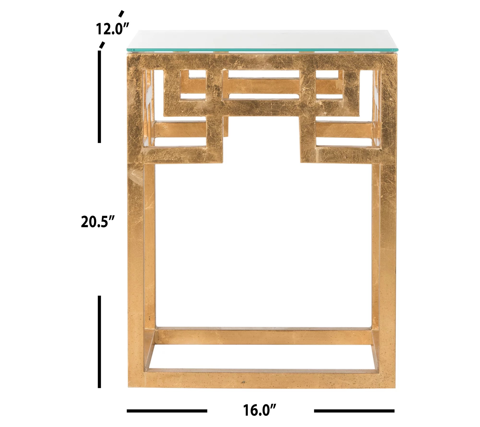 Safavieh Byram Greek Key Glass Top End Table