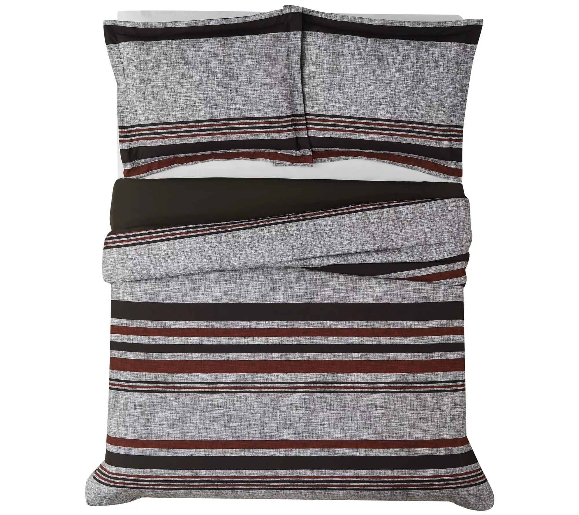 London Fog Warren Stripe King 3Piece ComforterSet