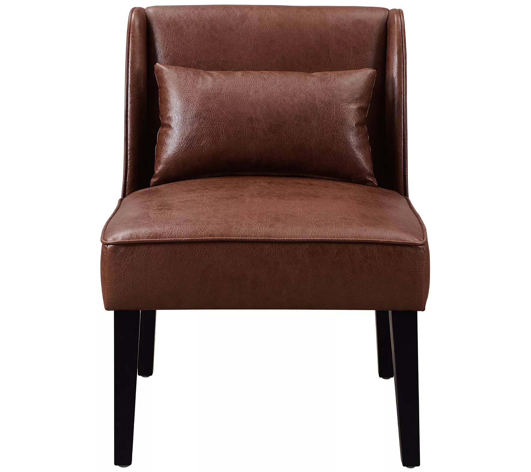 Versanora Brown Lounge Chair with Pillow and Wooden Legs