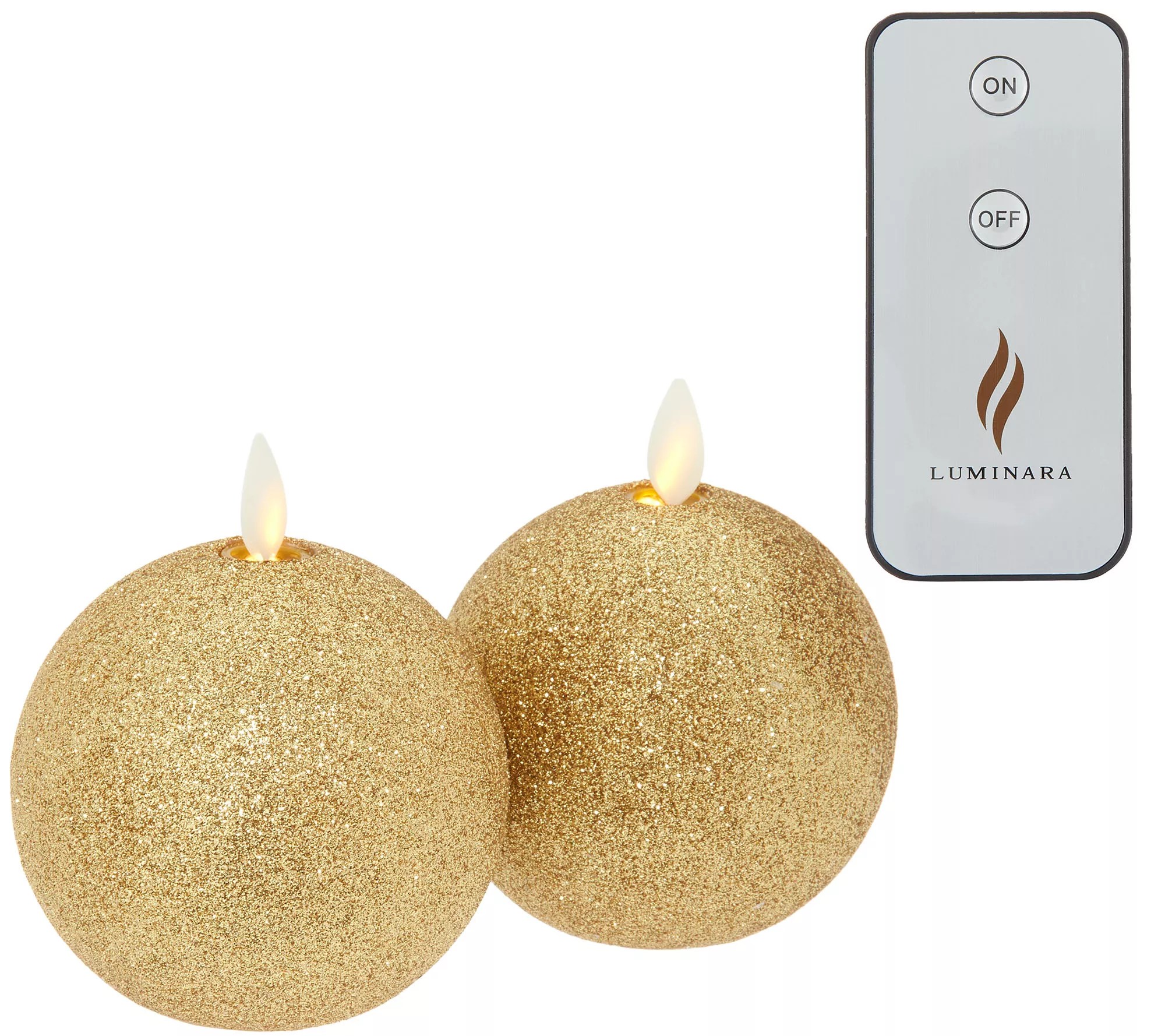 Luminara Set of (2) 3" Round Glitter Candles with Remote