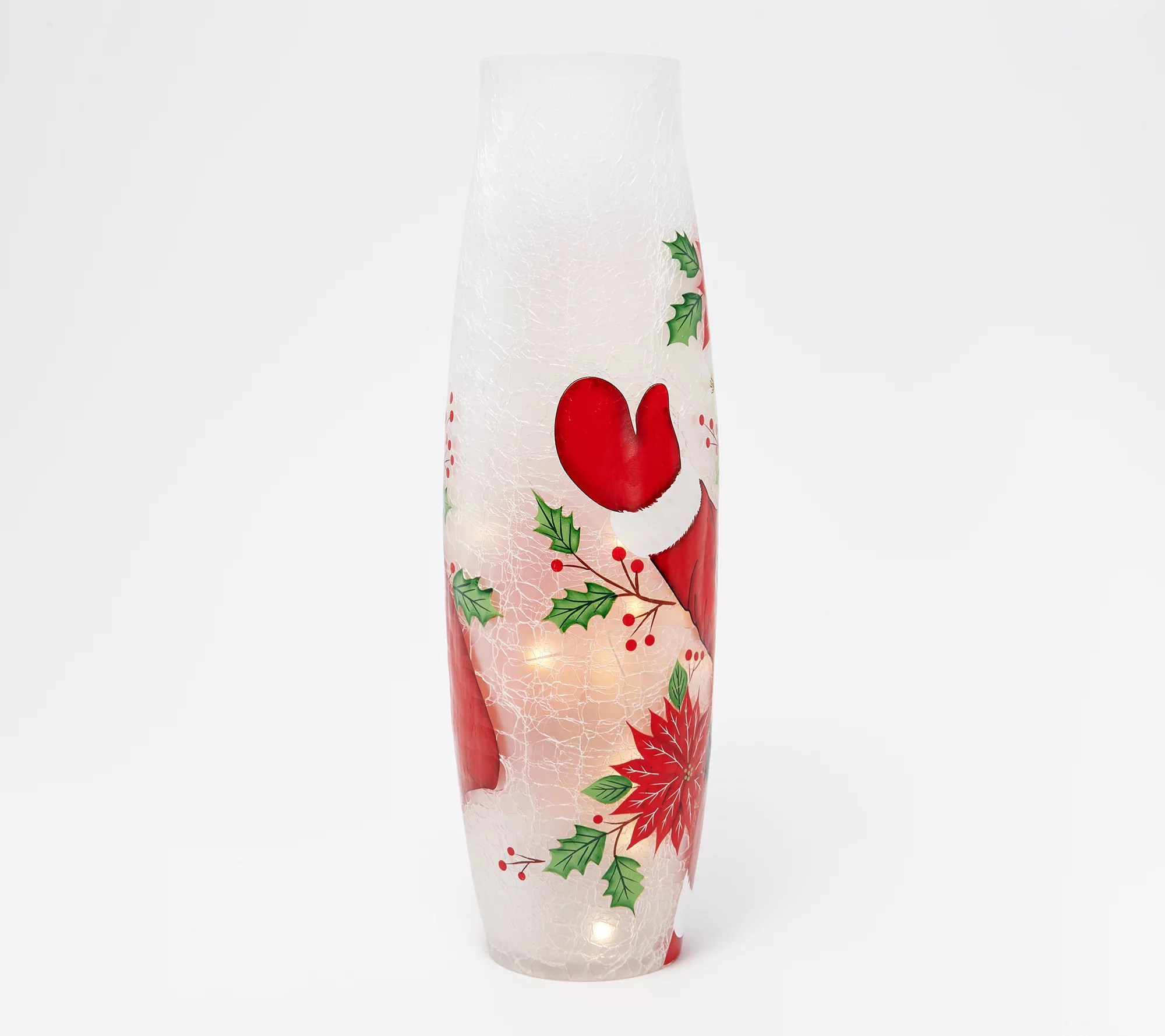 Illuminated 16" Glass Vase with Holiday Design by Valerie