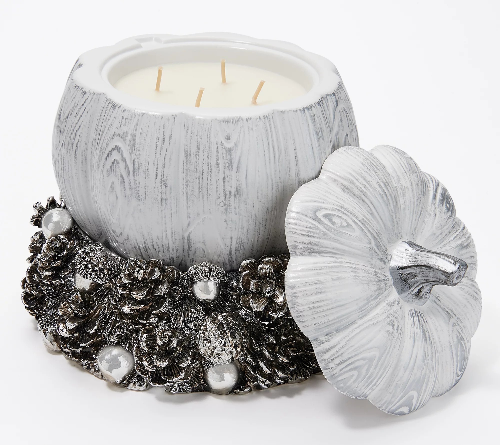 Homeworx by Harry Slatkin Silvertone Pumpkin & Candle Holder