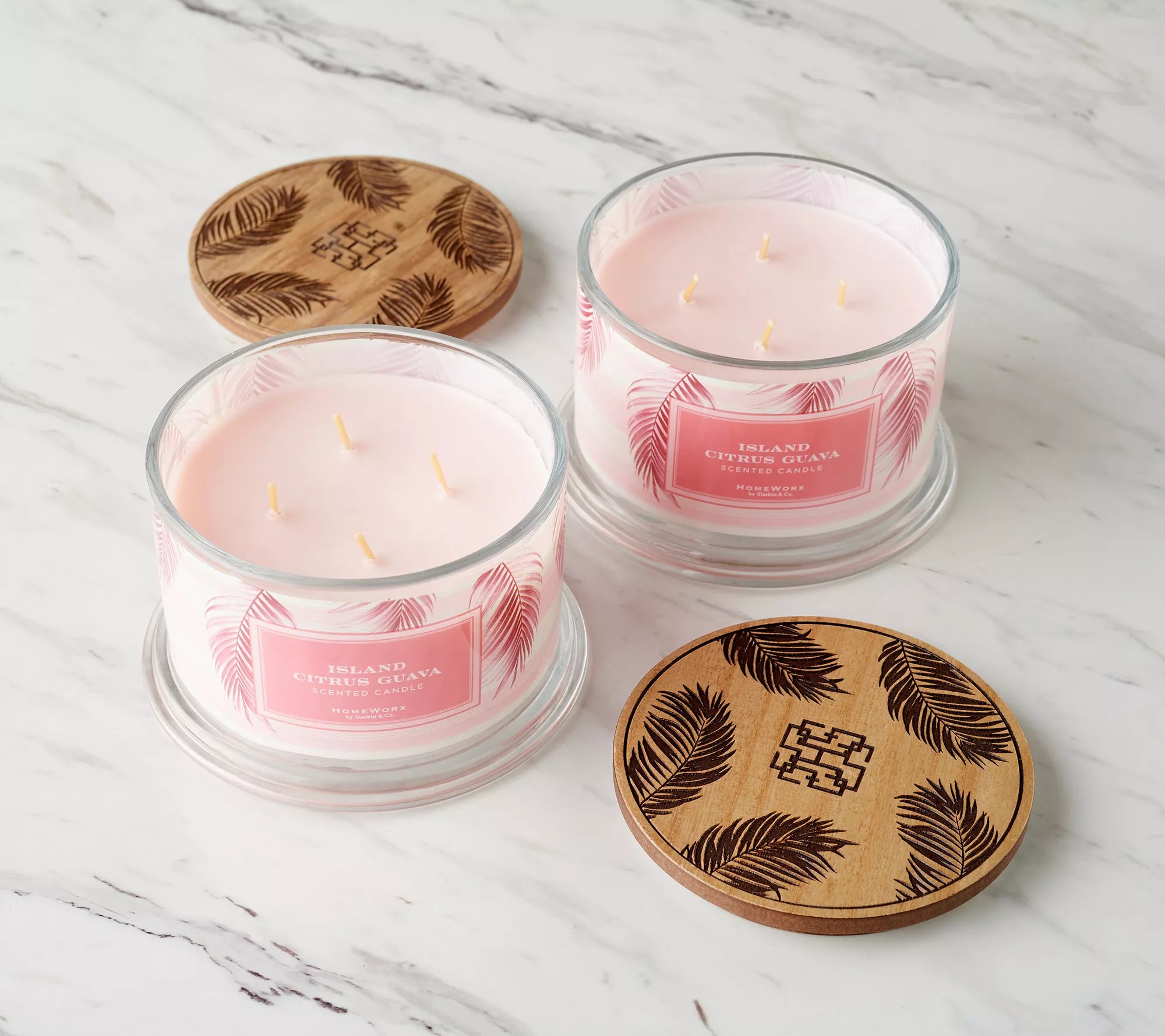 HomeWorx by Slatkin & Co. S/2 Island Citrus Guava Tropical Candle