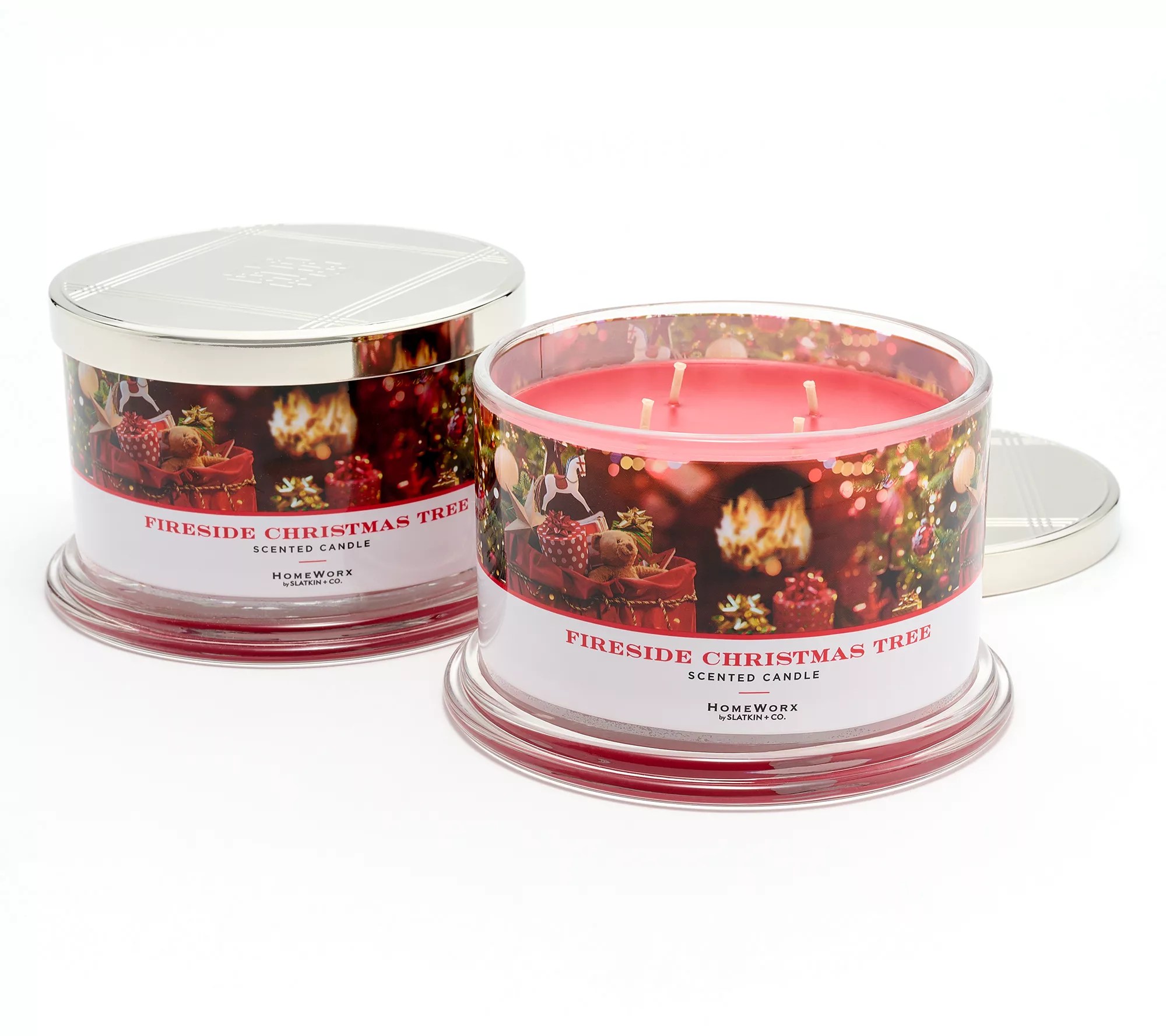 HomeWorx by Slatkin & Co. S/2 Fireside Christmas Tree 18oz Candles