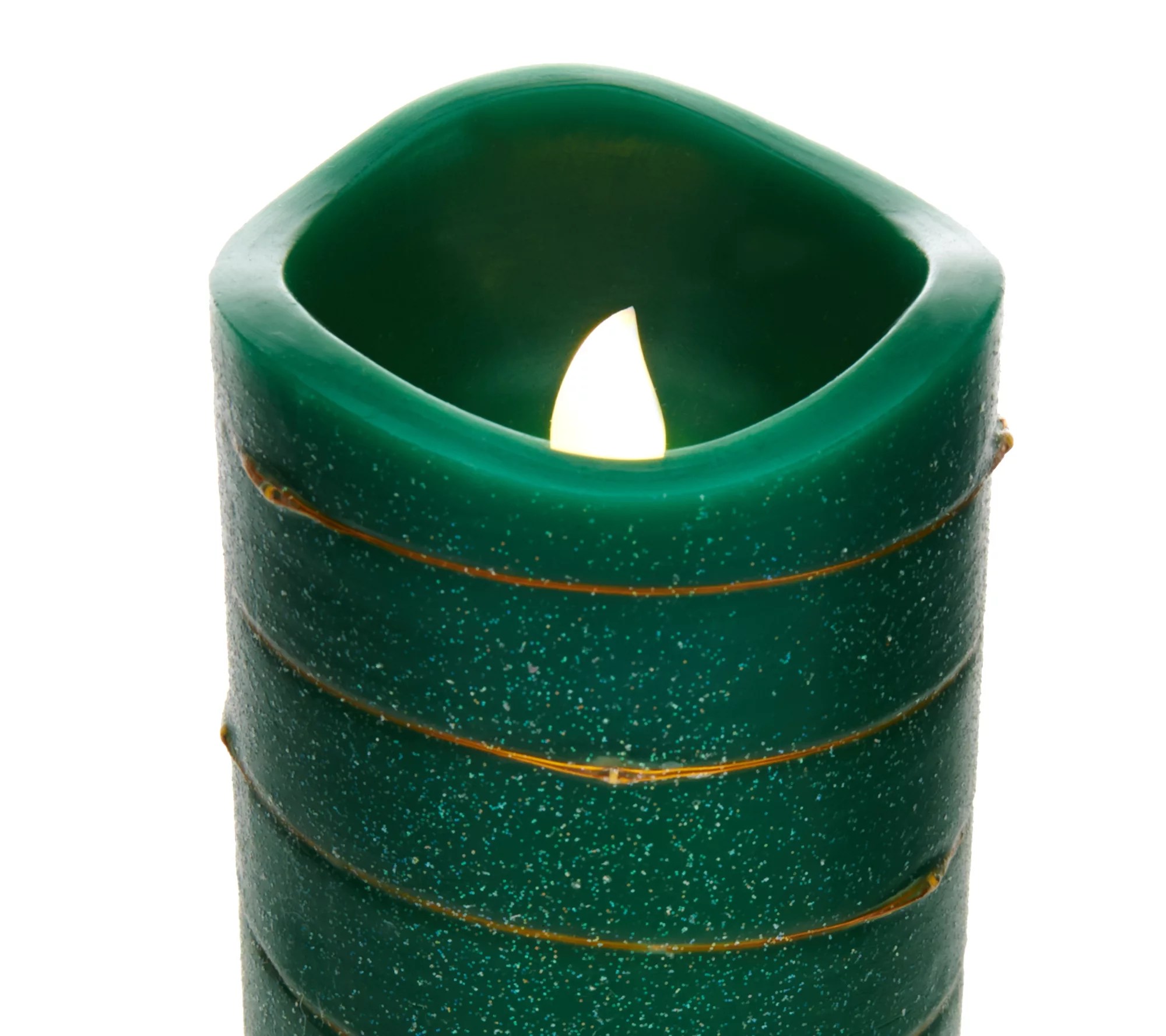 Lightscapes (2) 7" Glitter Swirl Light Flameless Candles w/ Bags