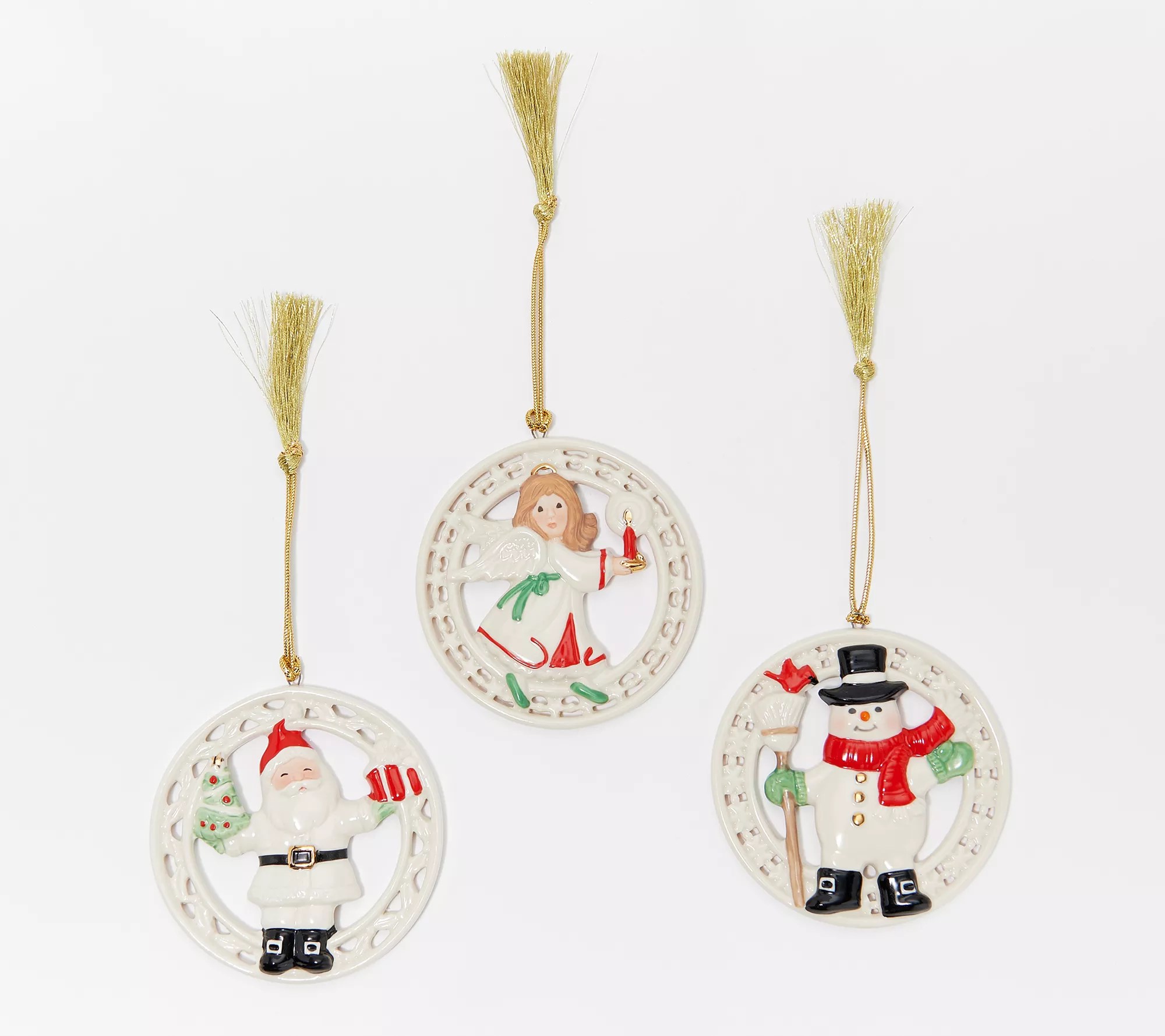Lenox 3Piece Figural Porcelain Ornaments with 24K Gold