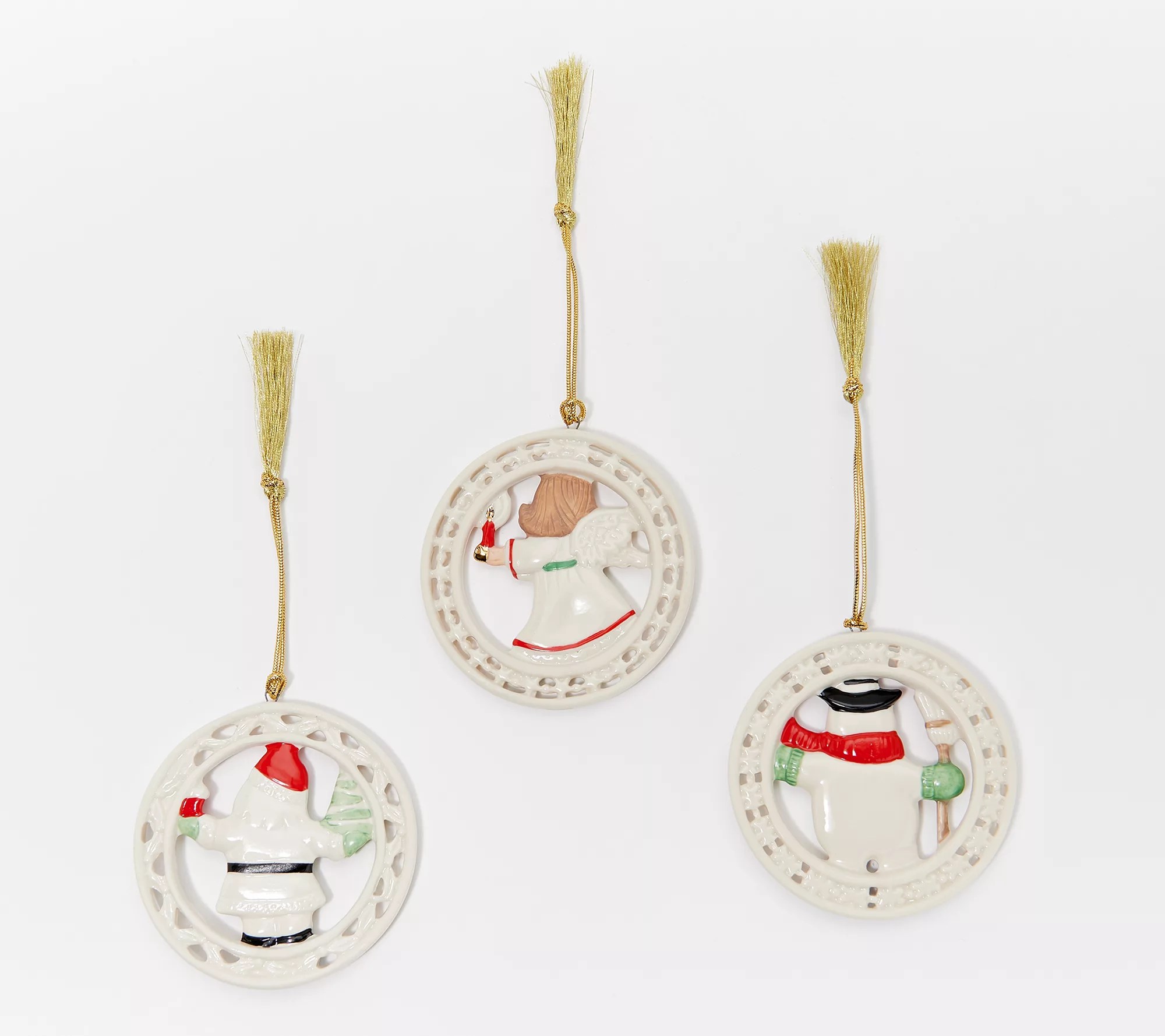 Lenox 3Piece Figural Porcelain Ornaments with 24K Gold