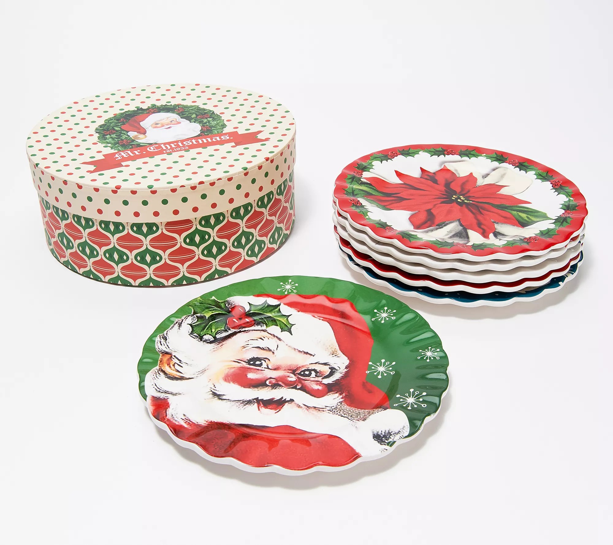 Mr. Christmas Set of (6) 8" Ceramic Dessert Plates