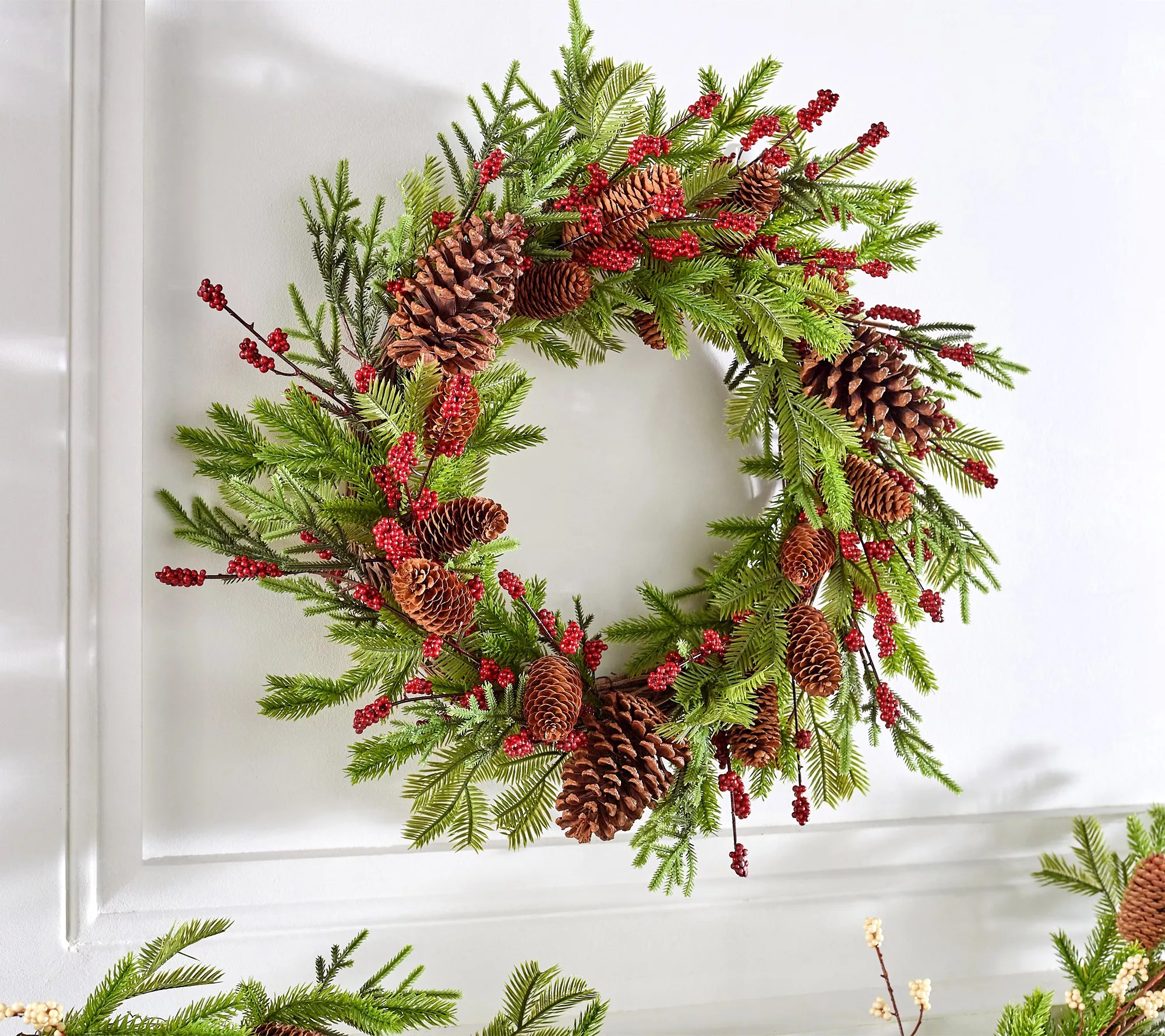 Wicker Park 24" Unlit Berry & Pinecone Wreath