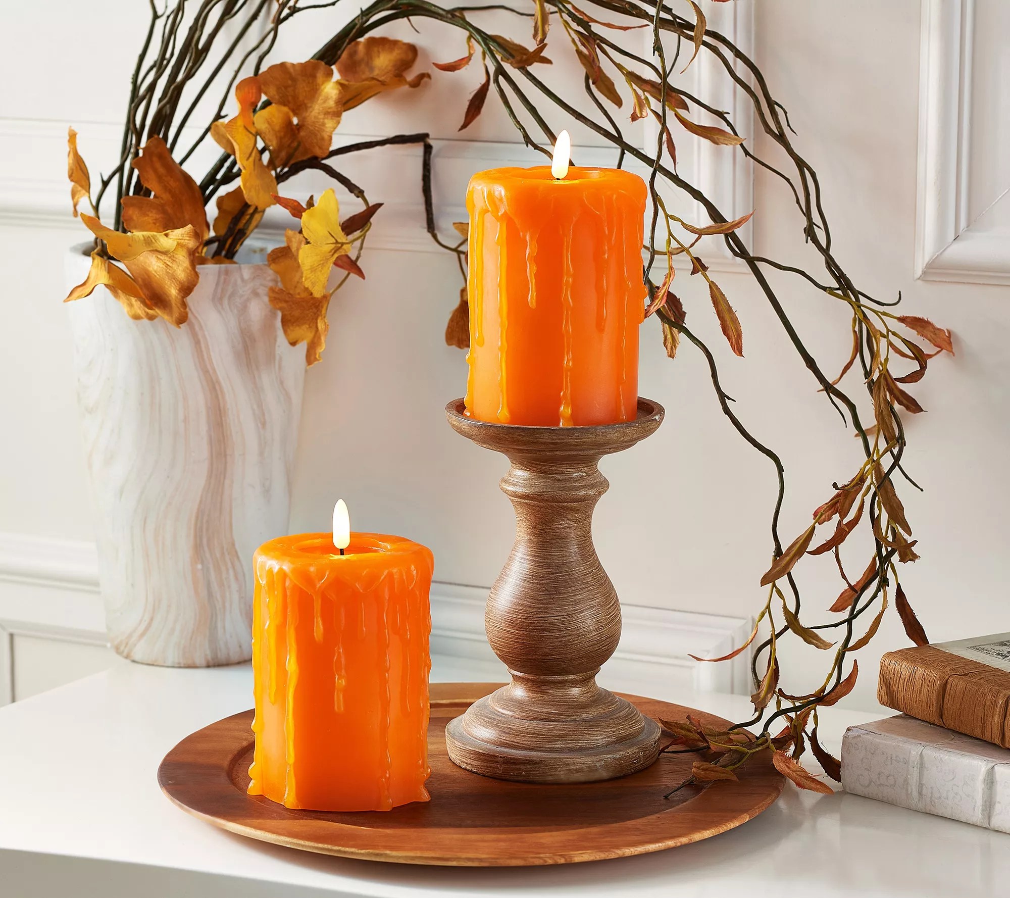 Lightscapes Set of 2 Dripped Wax Flameless LED Candles