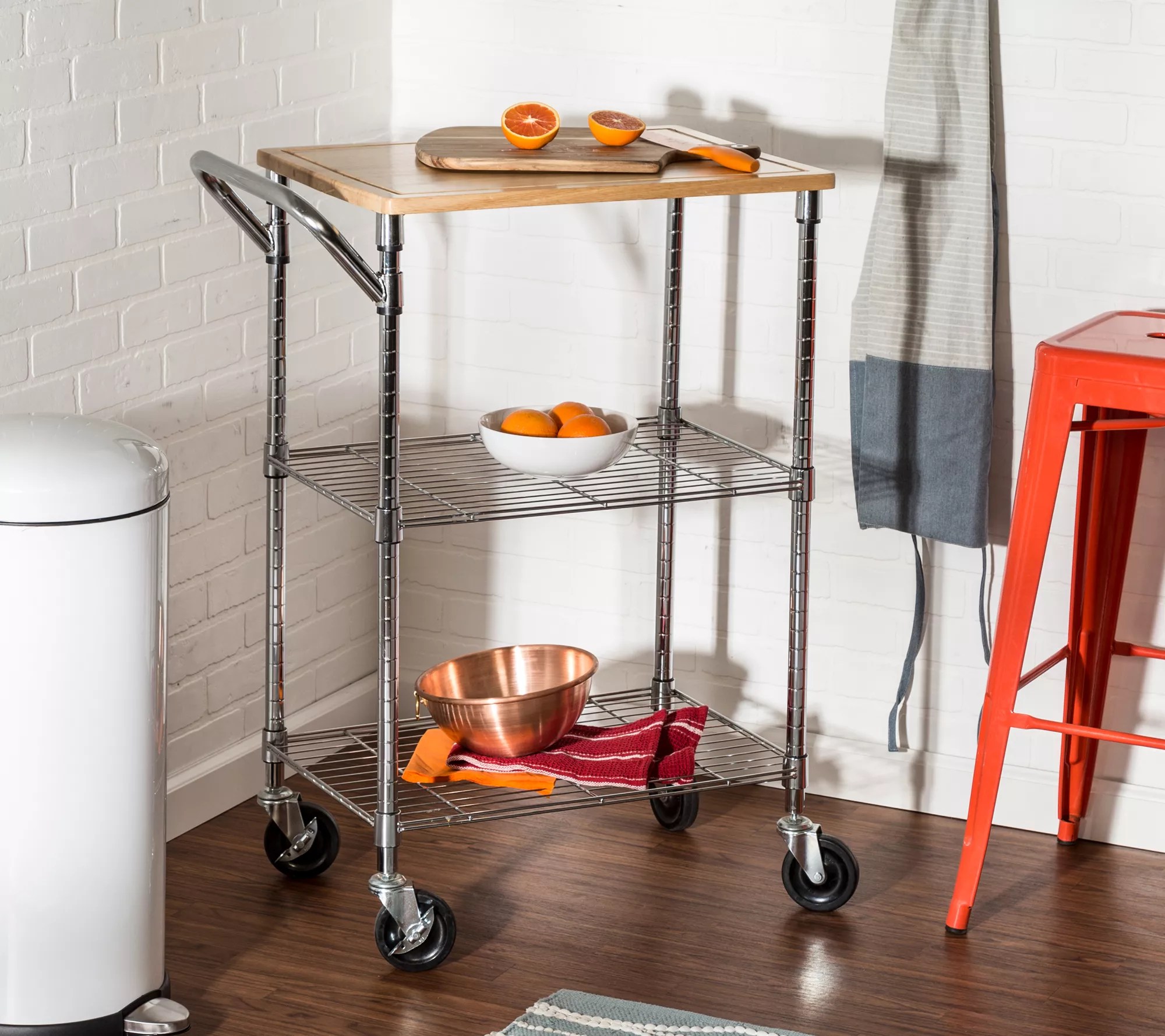 HoneyCanDo Rolling Kitchen Cart with Cutting Board