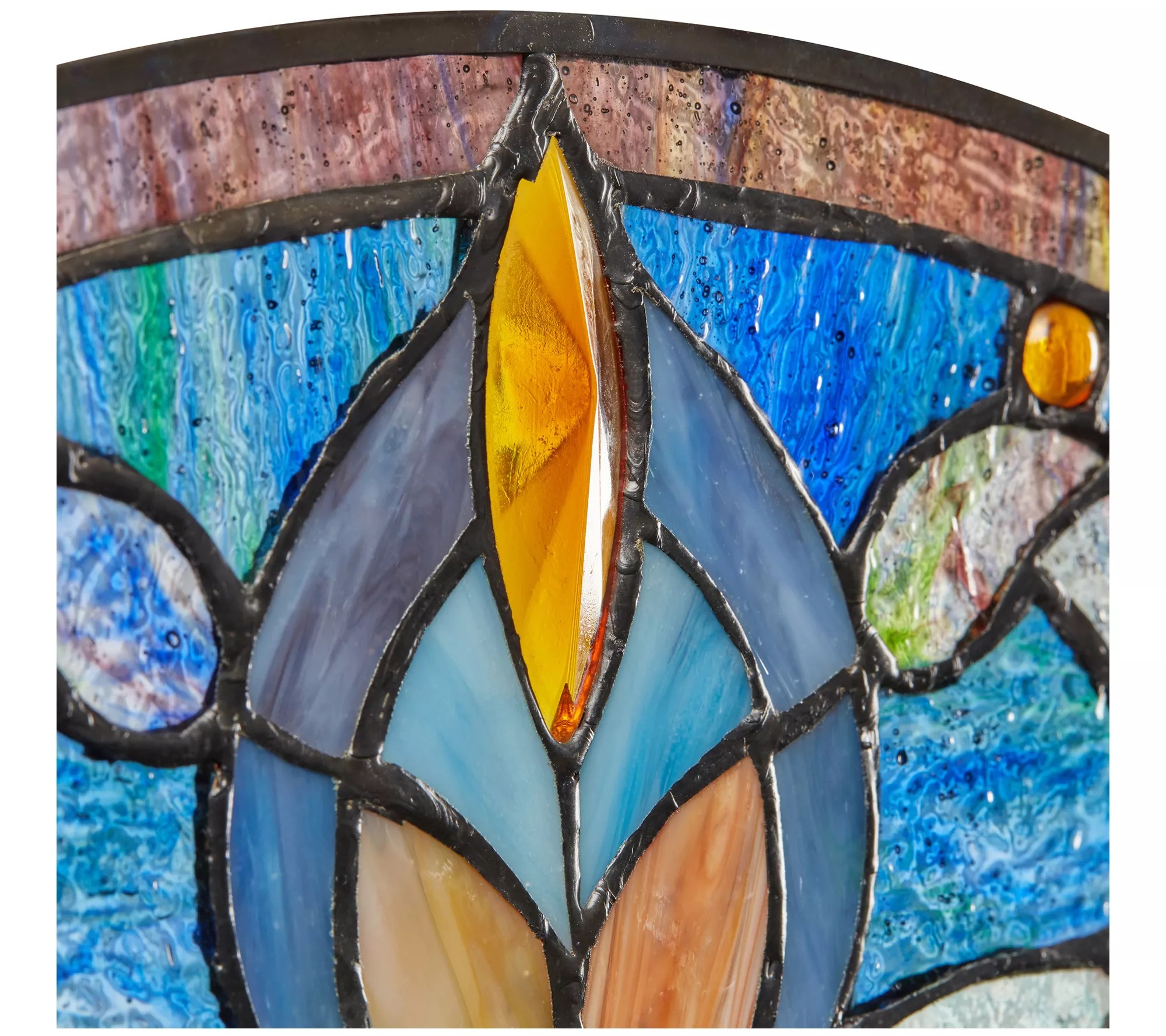 River of Goods 11"H HalfMoon Stained Glass Window Panel