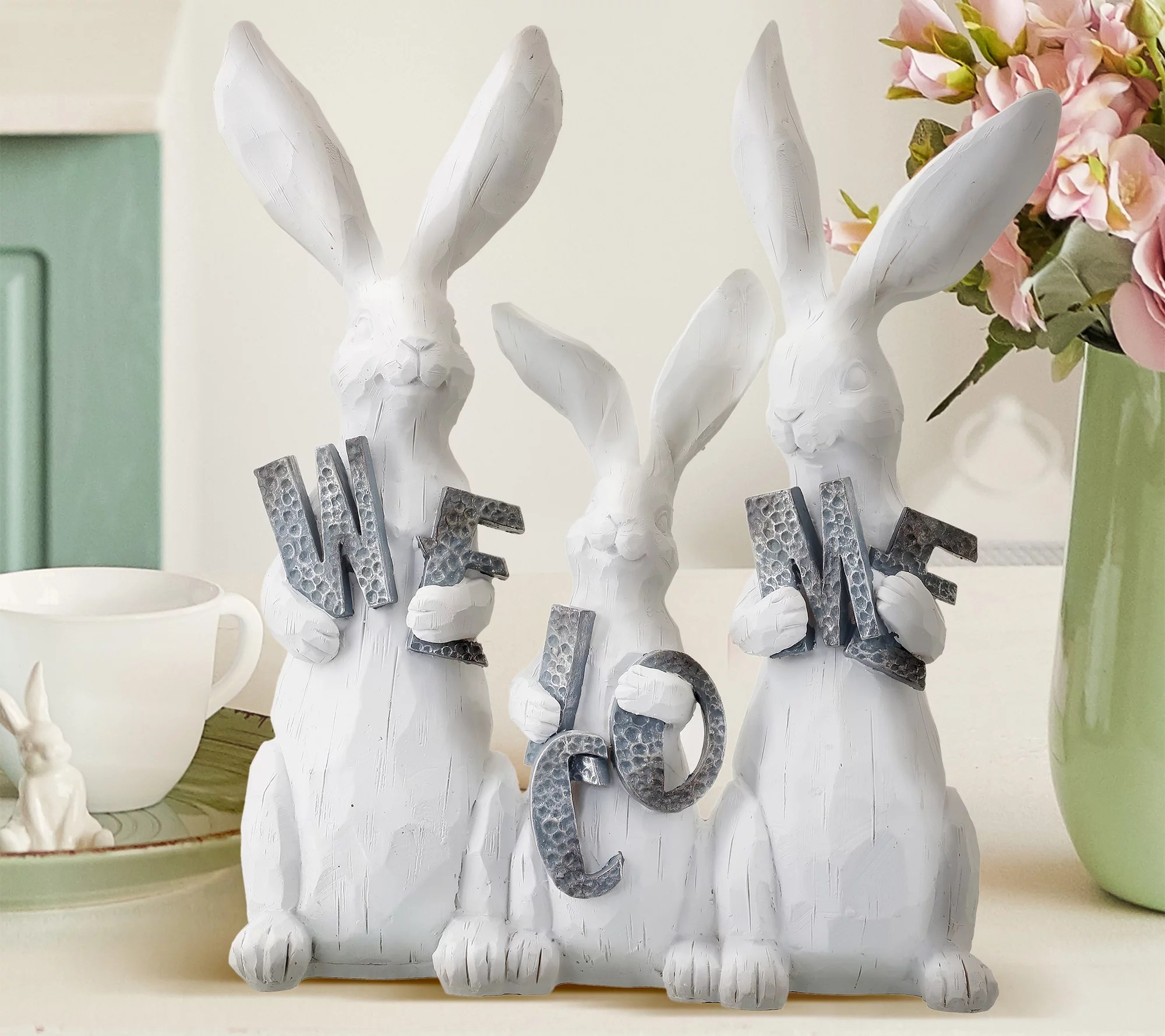 Resin Triple Bunny 12" by Valerie