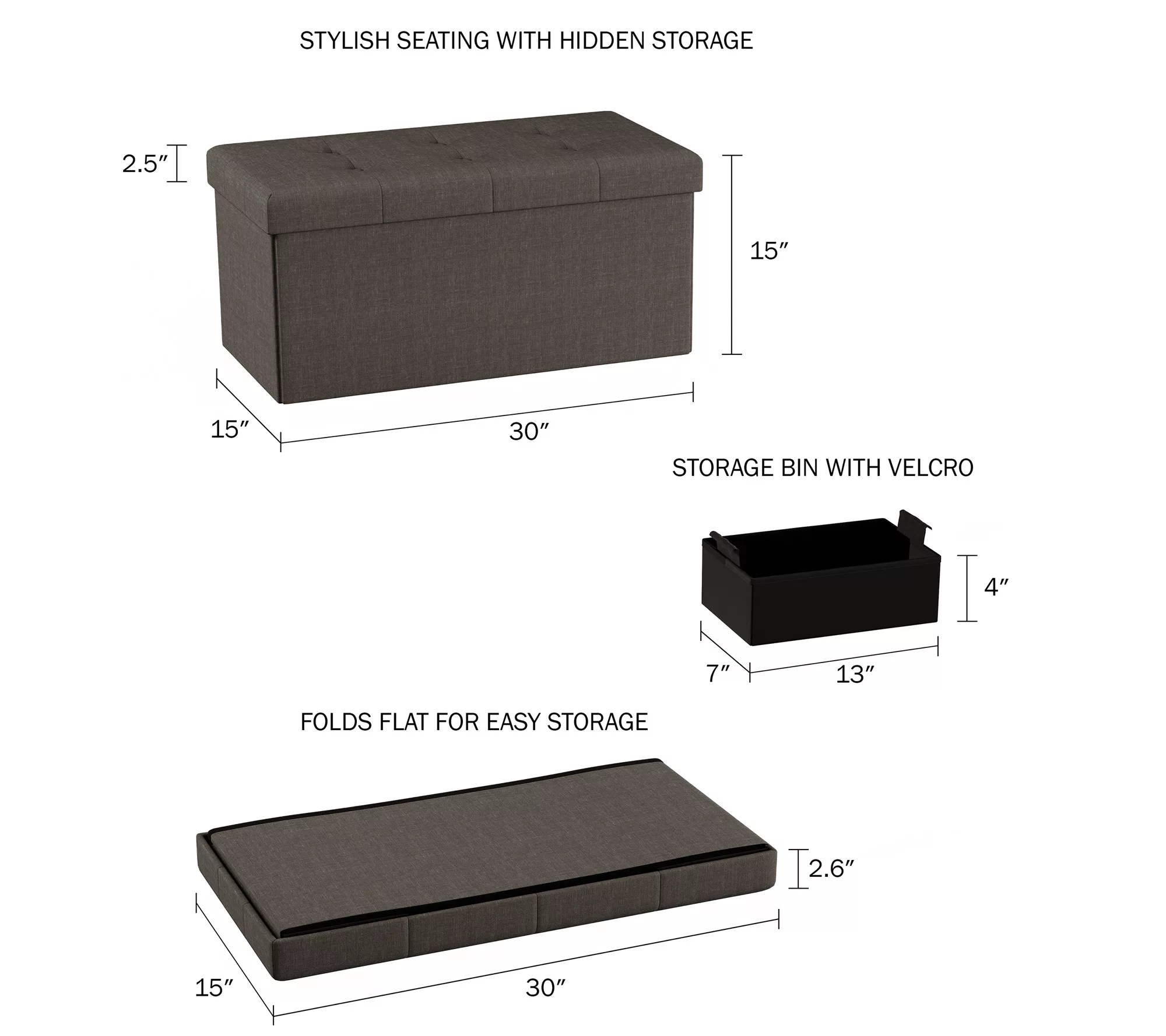 Foldable Storage Bench Ottoman