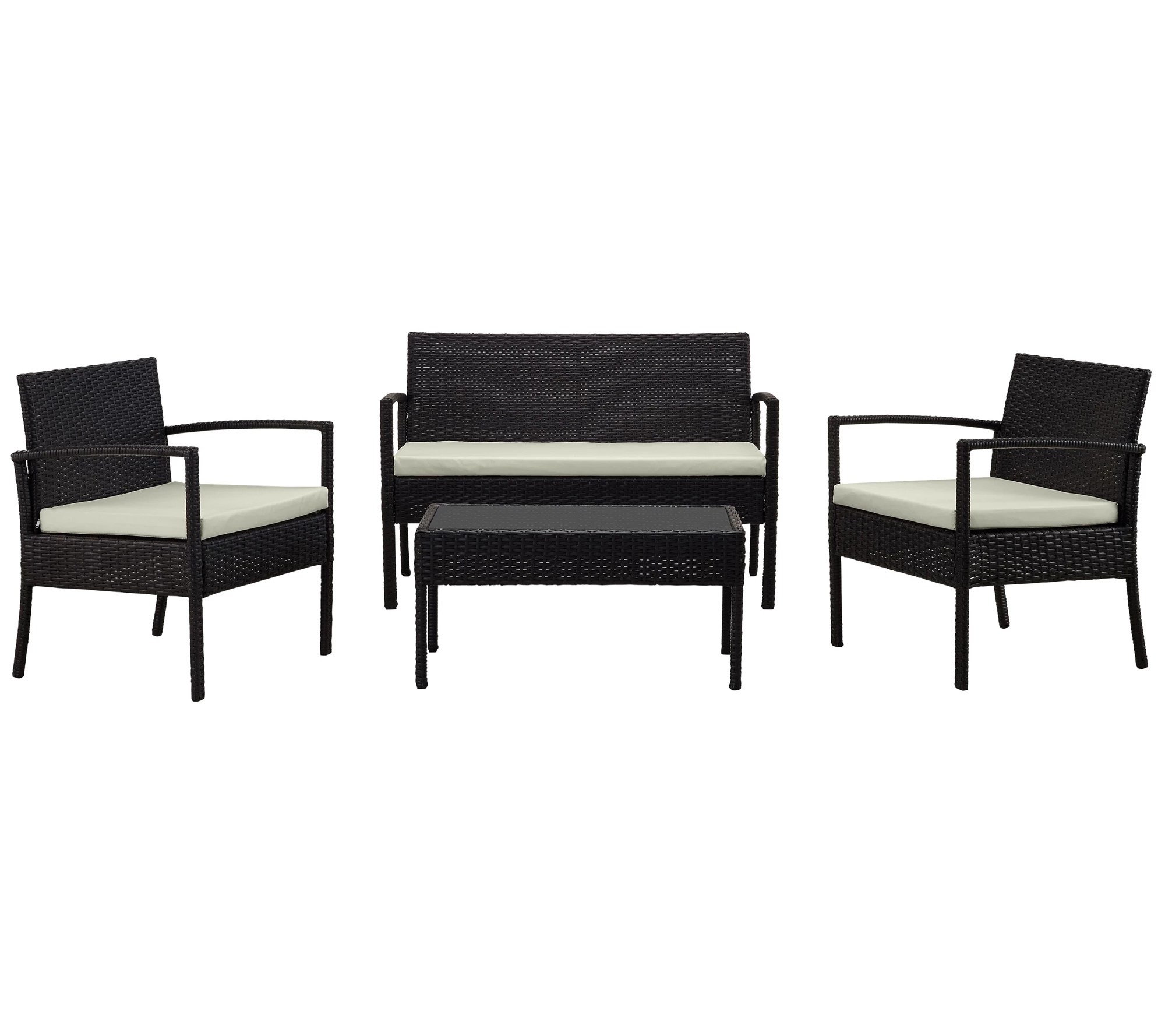 Noli Steel Rattan 4Piece Patio Conversation Set with Cushions