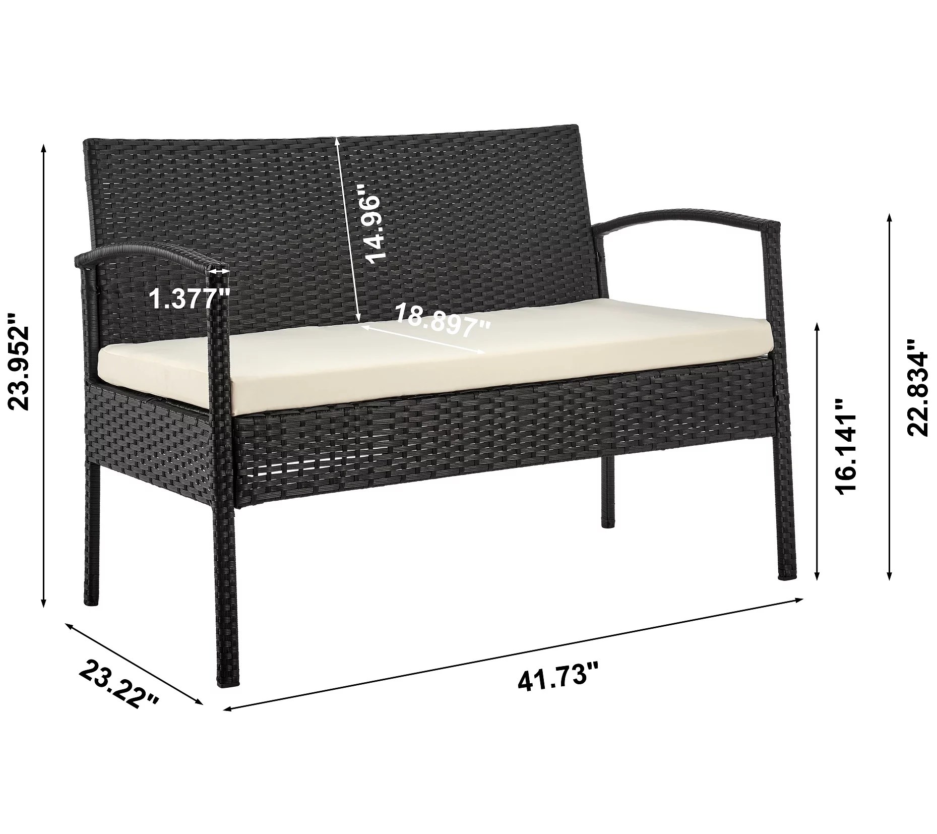 Noli Steel Rattan 4Piece Patio Conversation Set with Cushions