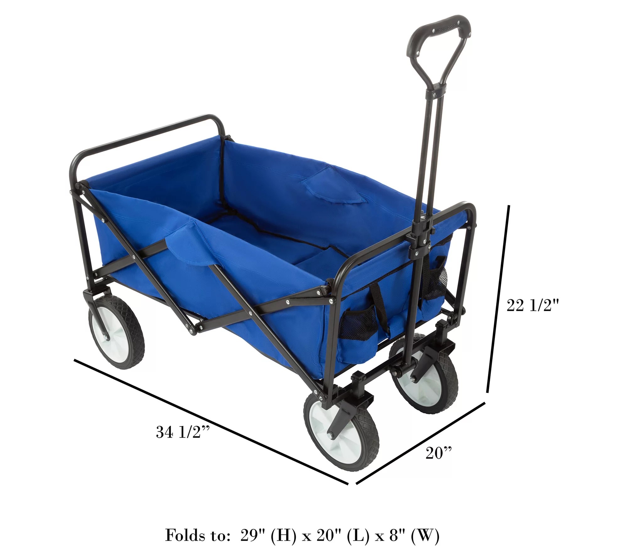 Folding Utility Cart with Telescoping Handle HeavyDuty Wagon
