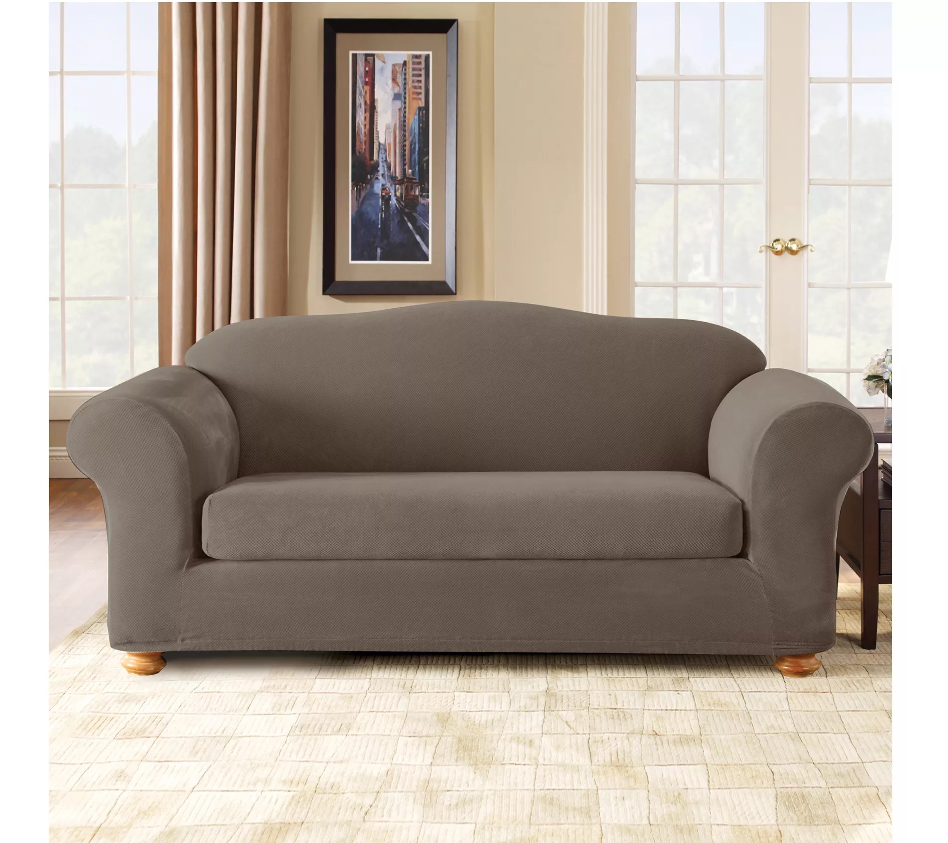 SureFit Stretch Pique 2Piece Sofa Slipcover