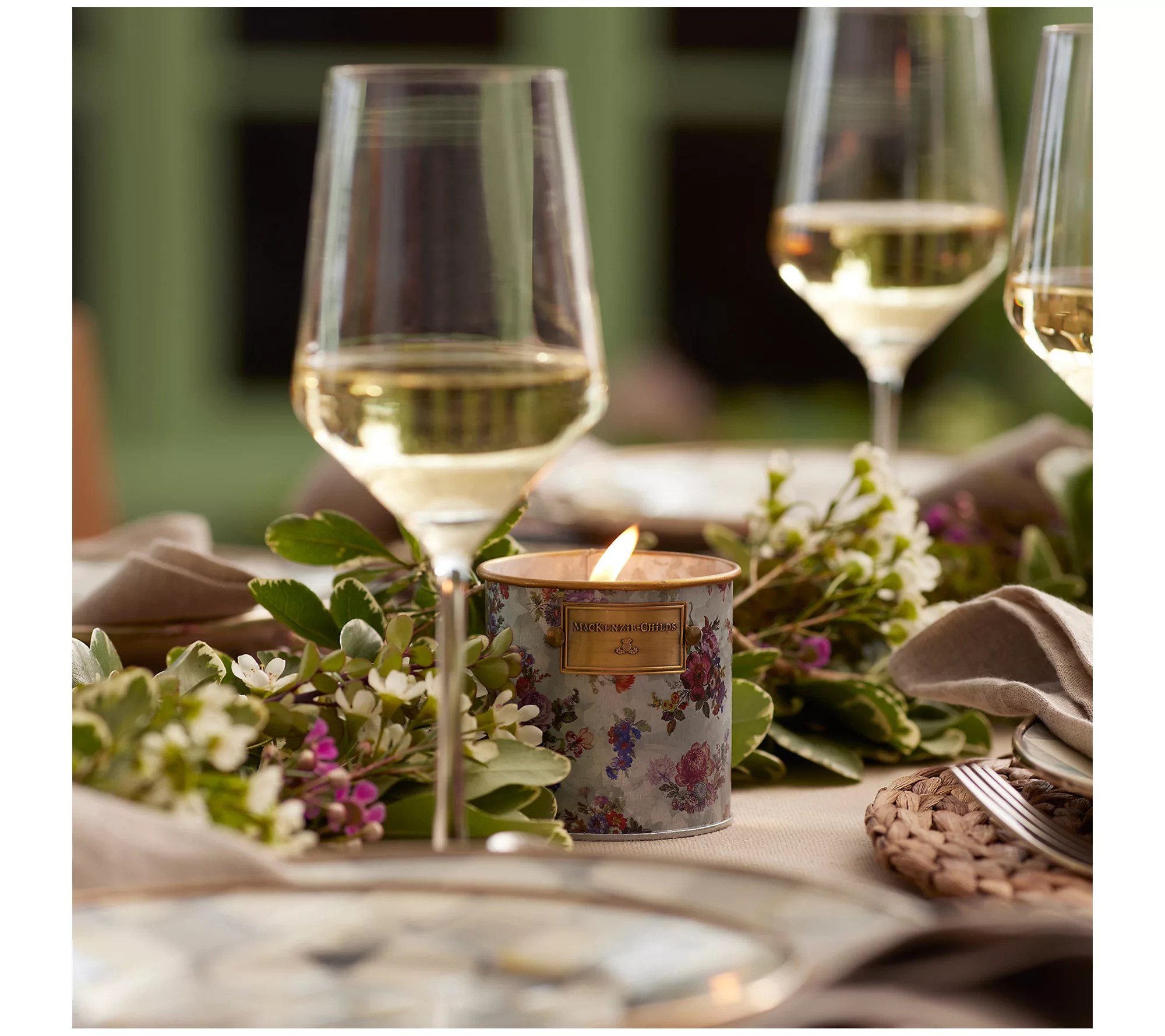 Mackenzie Childs Set of 2 9oz Citronella Flower Candles