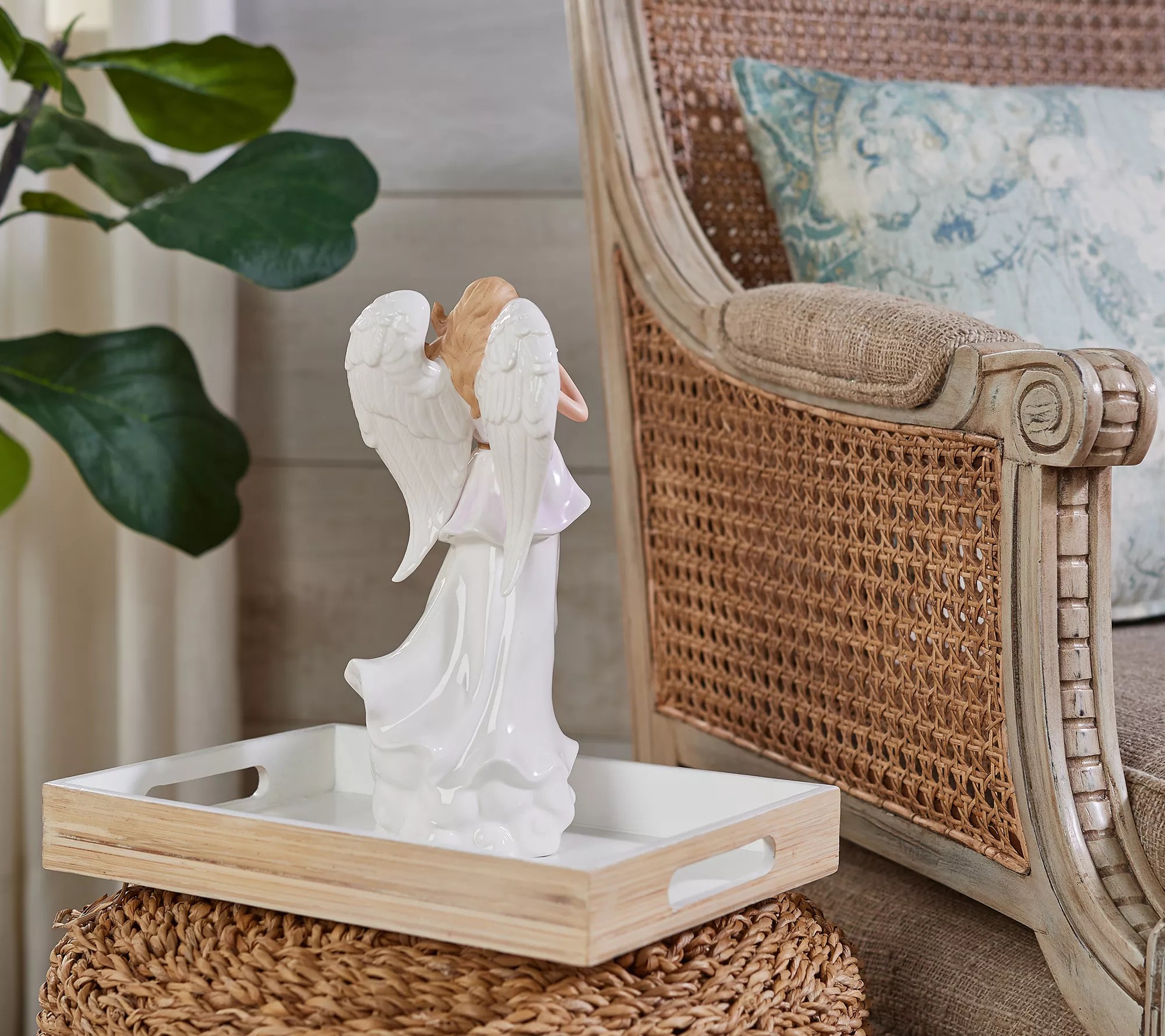 10" Illuminated Porcelain Spring Angel Figurine by Valerie