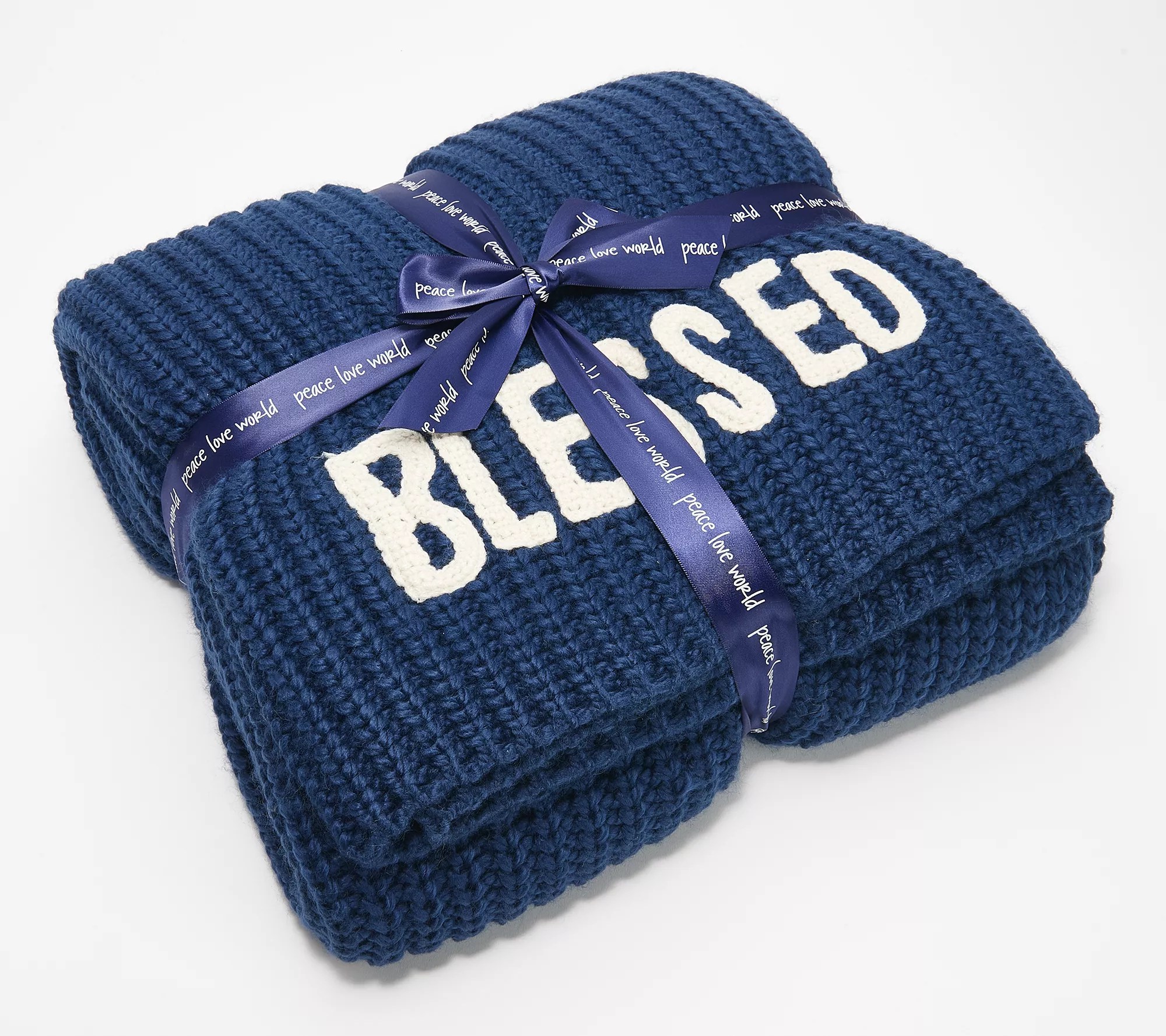 Peace Love World Oversized Affirmation Knit Throw