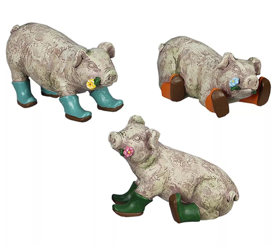 Young's Set of Three Resin Pig Lawn Ornaments