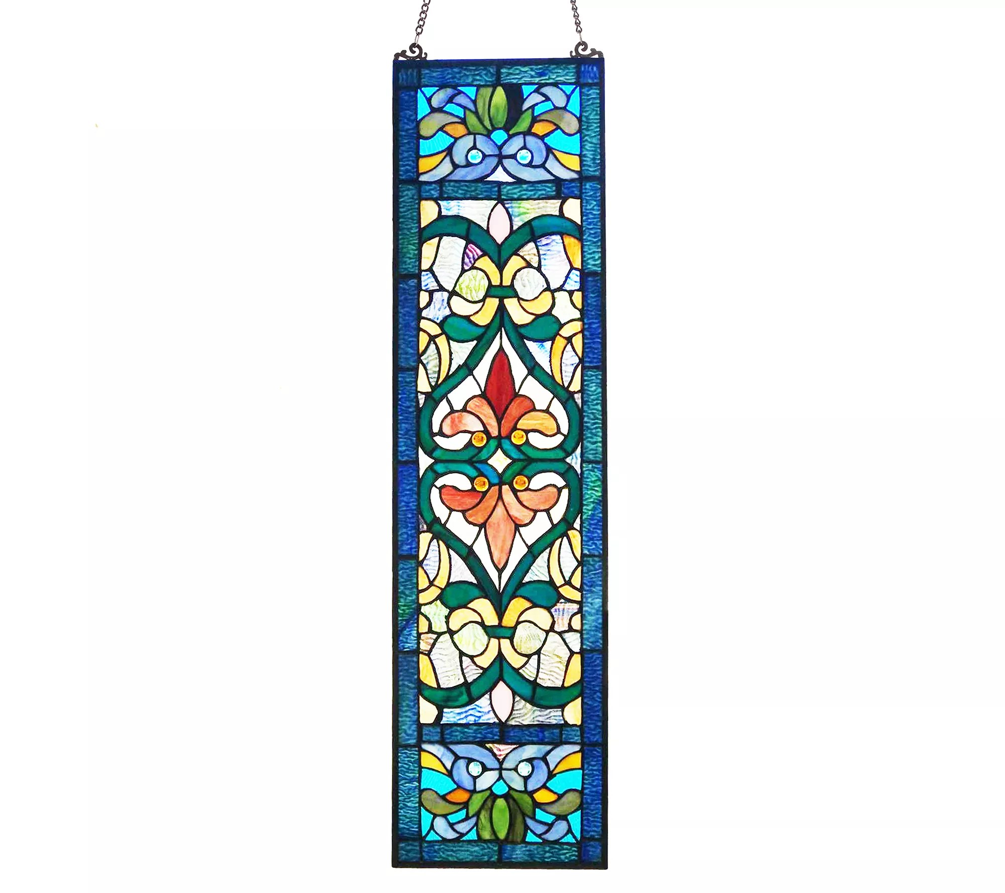 River of Goods 36"H Victorian Stained Glass Window Panel