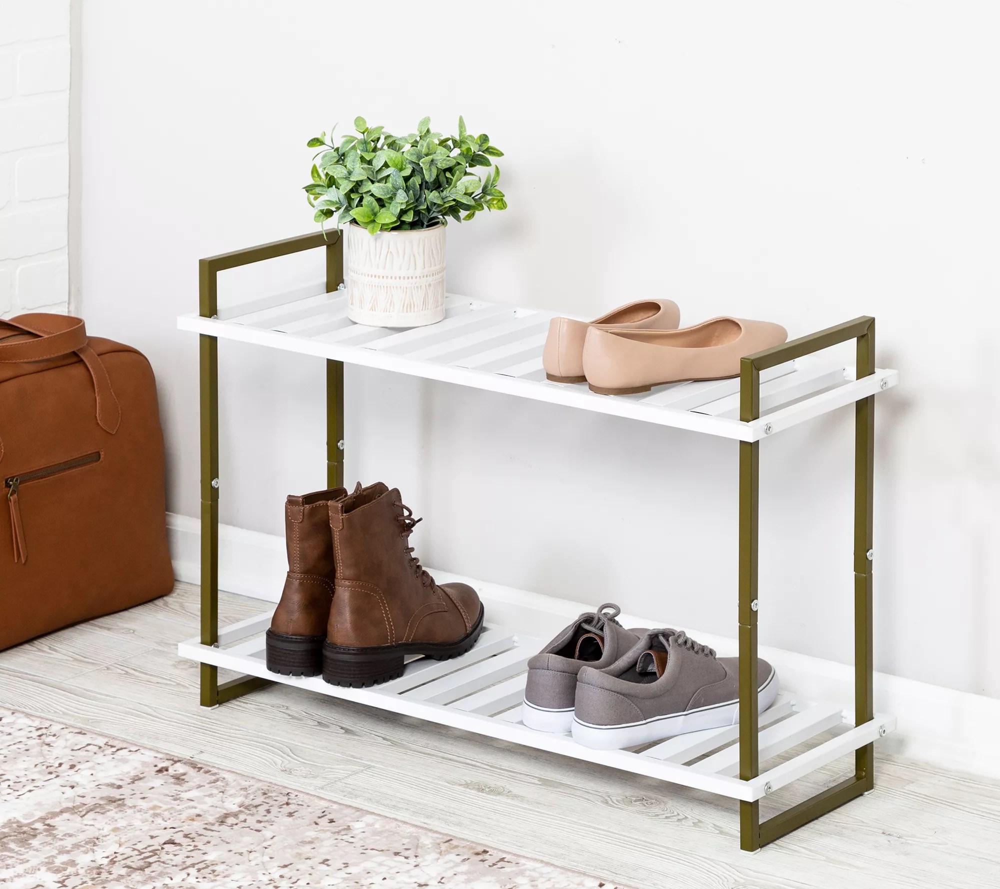 HoneyCanDo 2Tier Tubular Metal Shoe Rack
