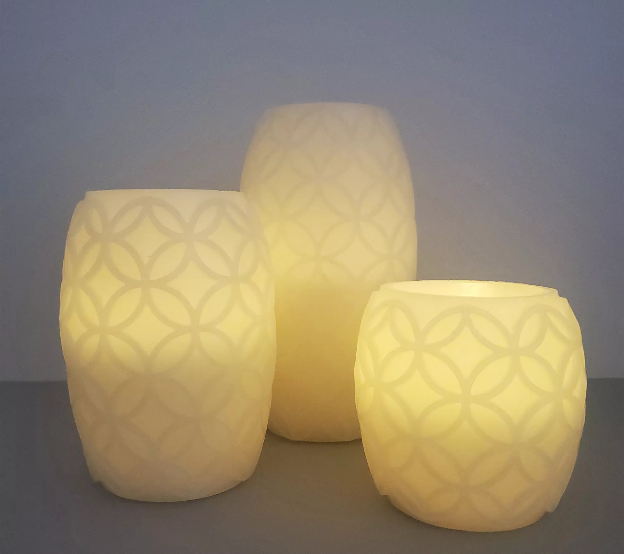 LumaBase 3ct BatteryOperated Textured Wax LED Candles