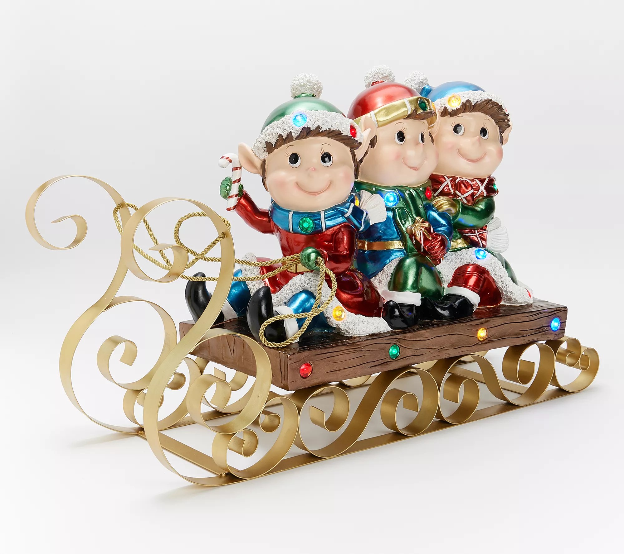 Kringle Express Resin Illuminated Characters on Sleigh
