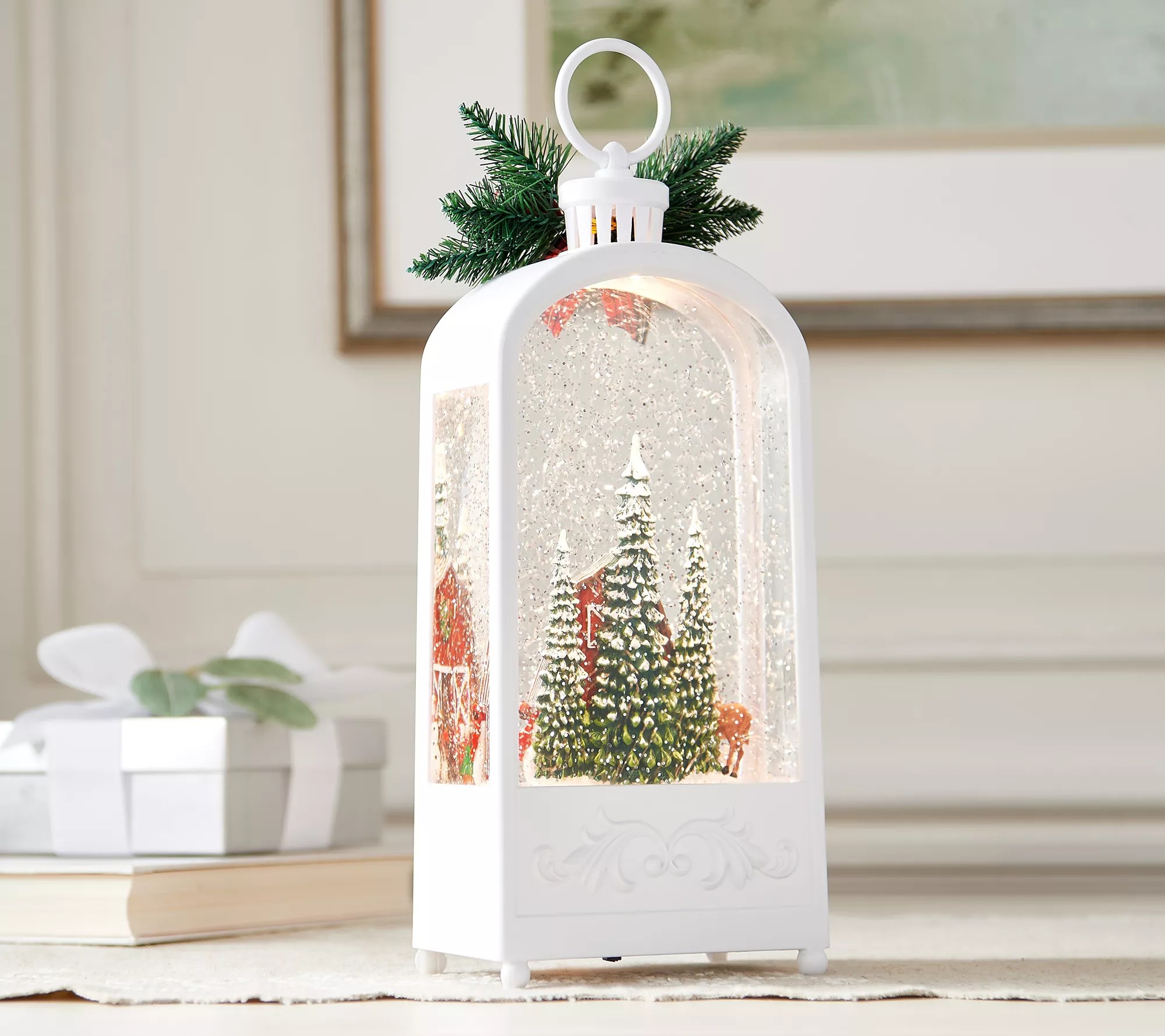 11" Illuminated Farmhouse Collection Glitter Lantern by Valerie