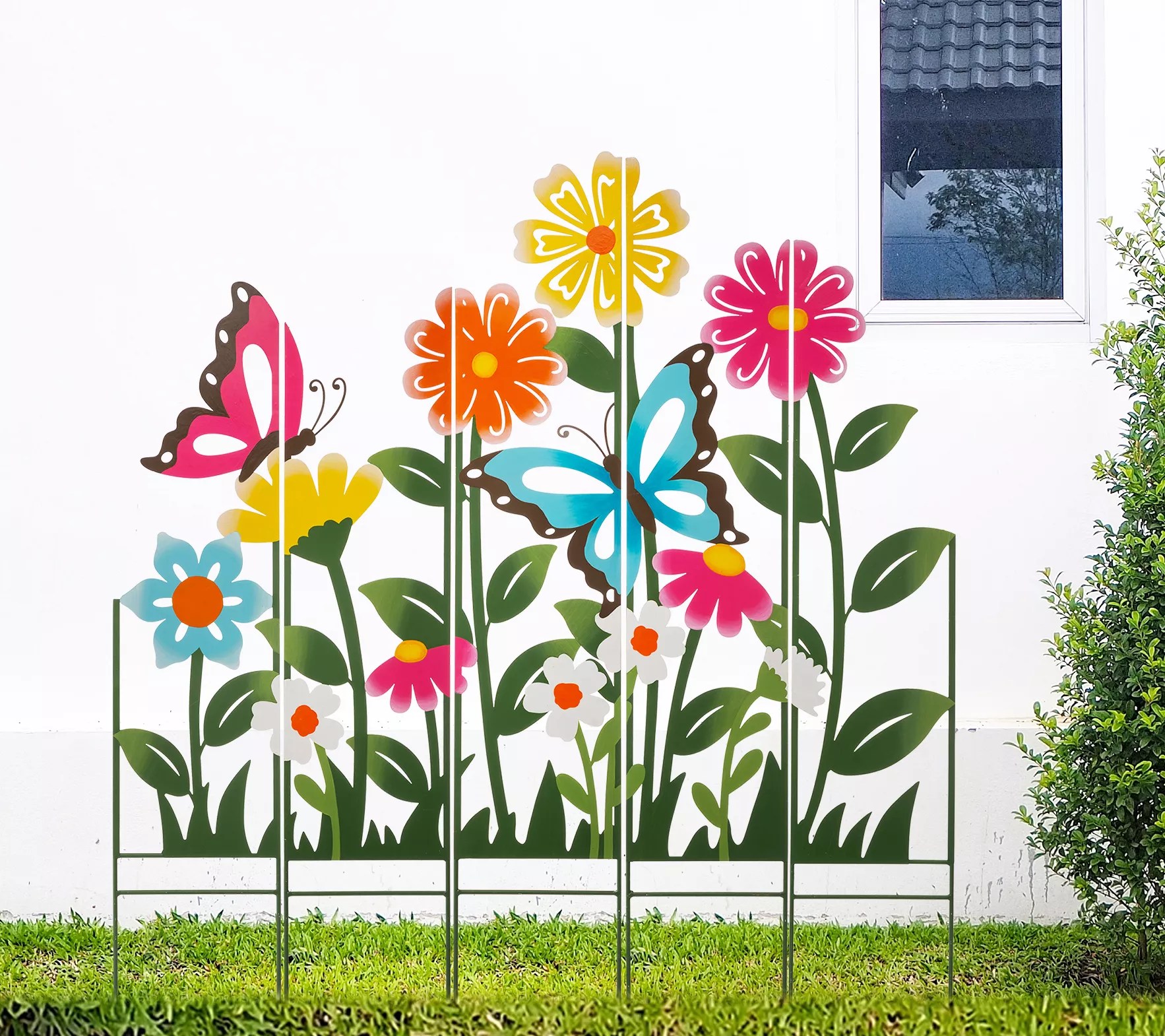 Glitzhome Spring Flowers and Butterfly Yard Gar den Stake