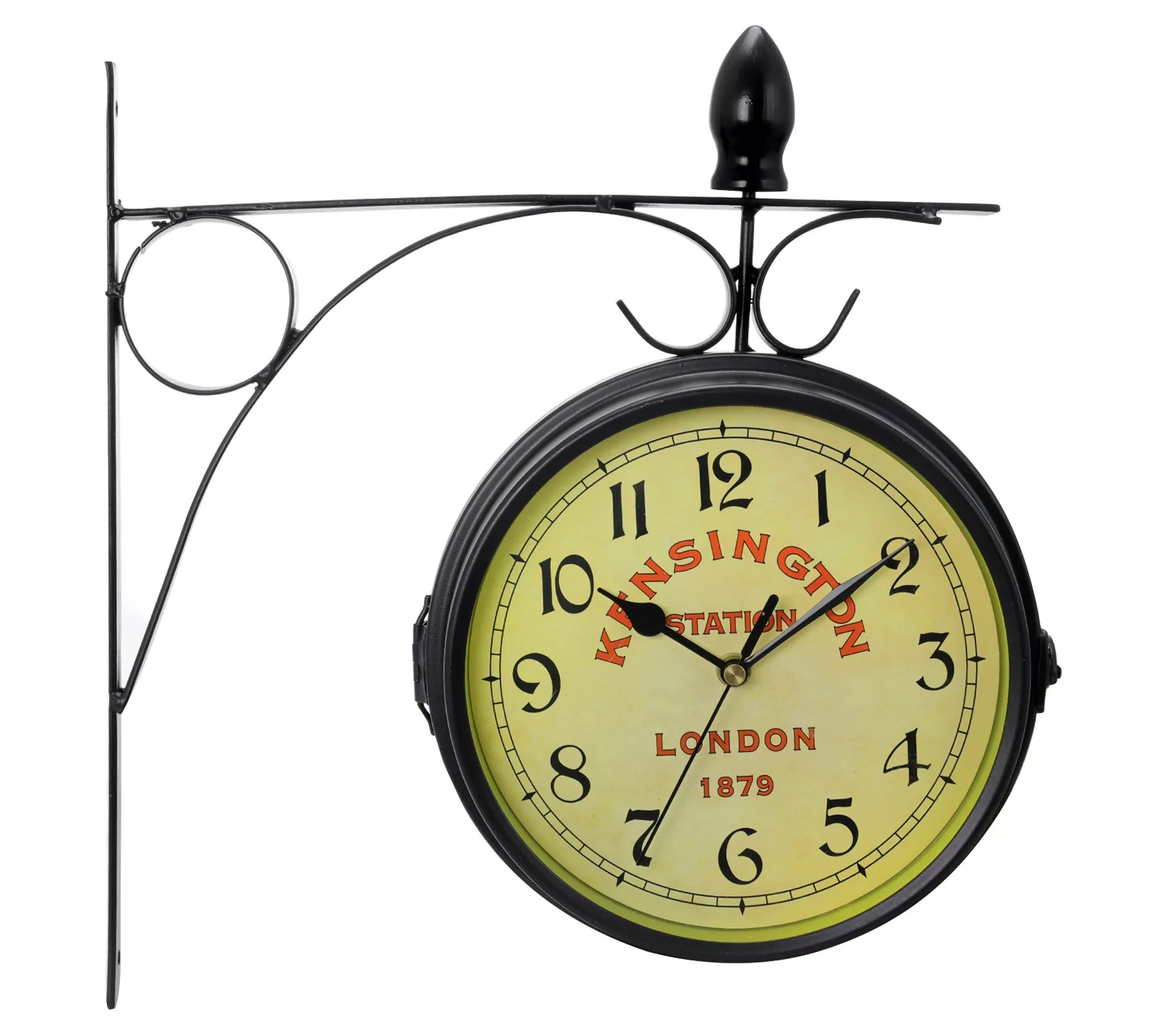 Double Sided Vintage AntiqueLook Station WallClock