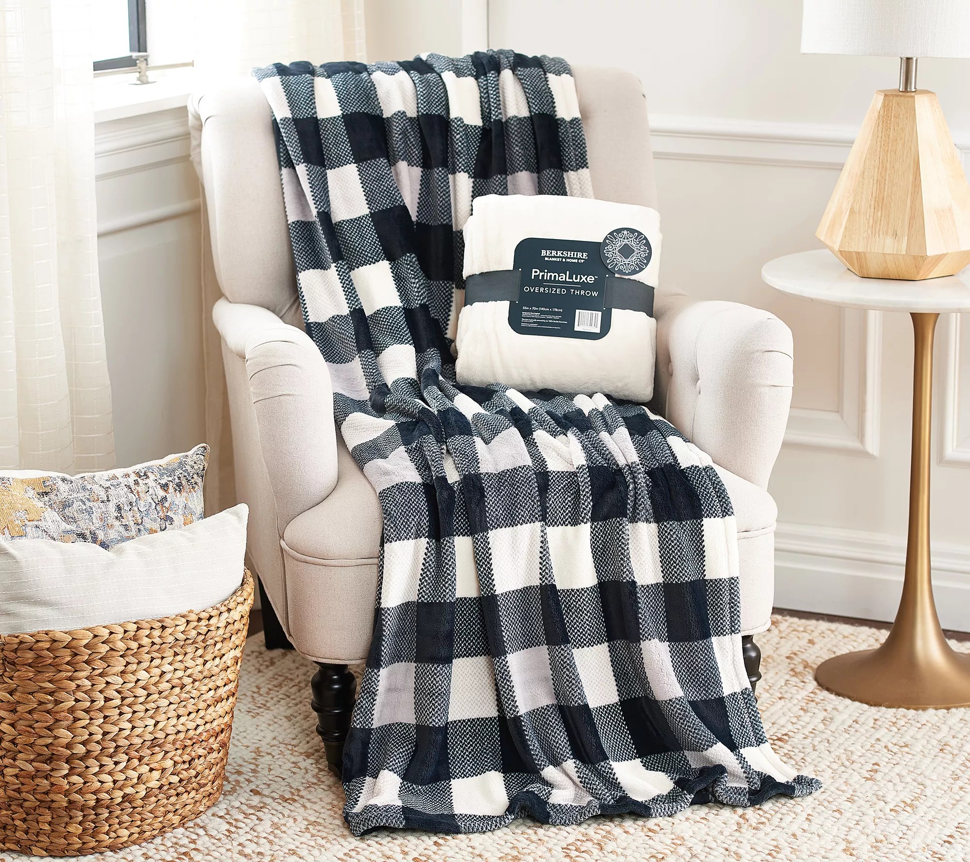 Berkshire Set of (2) Print & Solid PrimaLuxe Throws