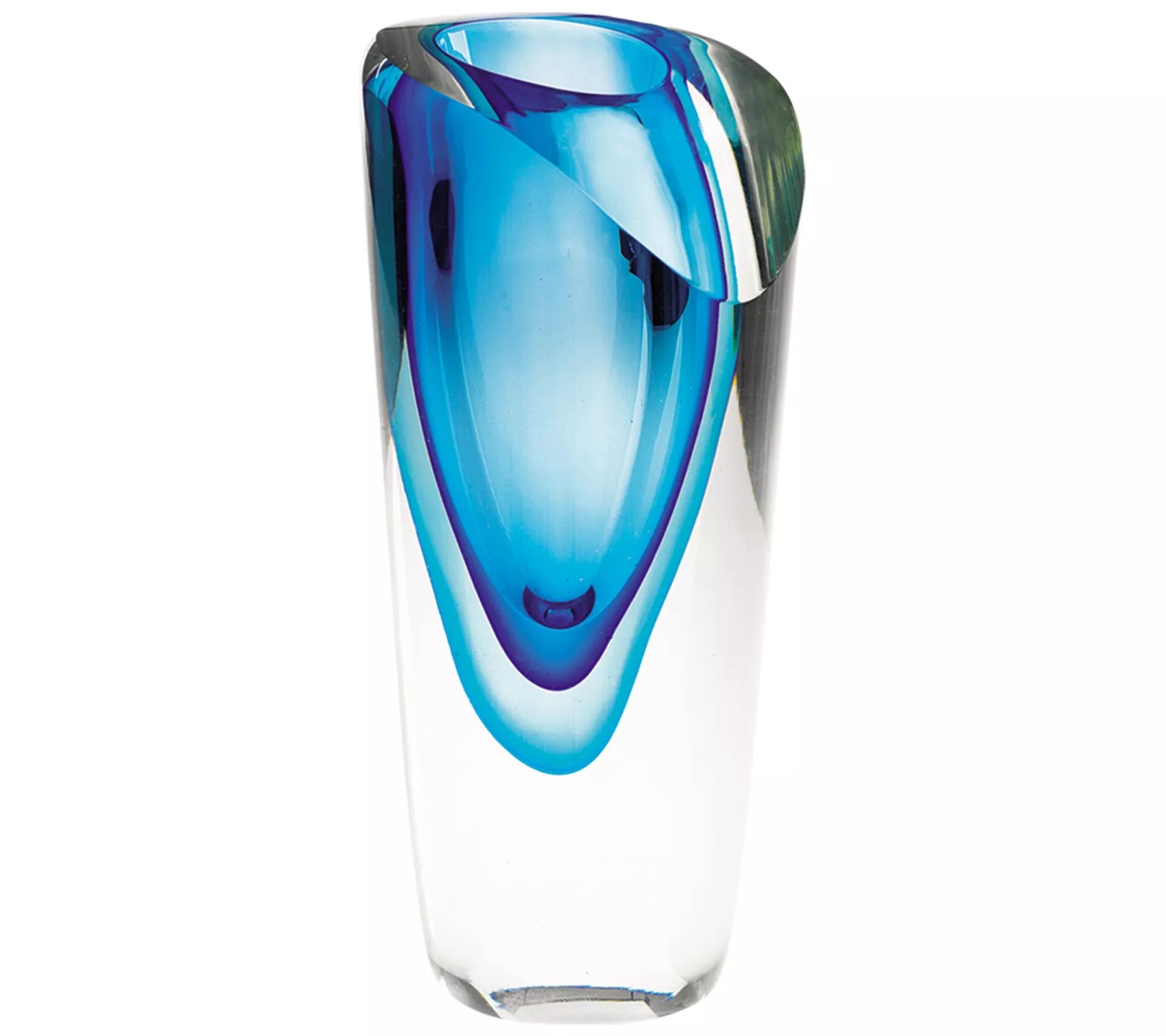 Badash Crystal Azure Mouth Blown Murano Style 7.5" Vase