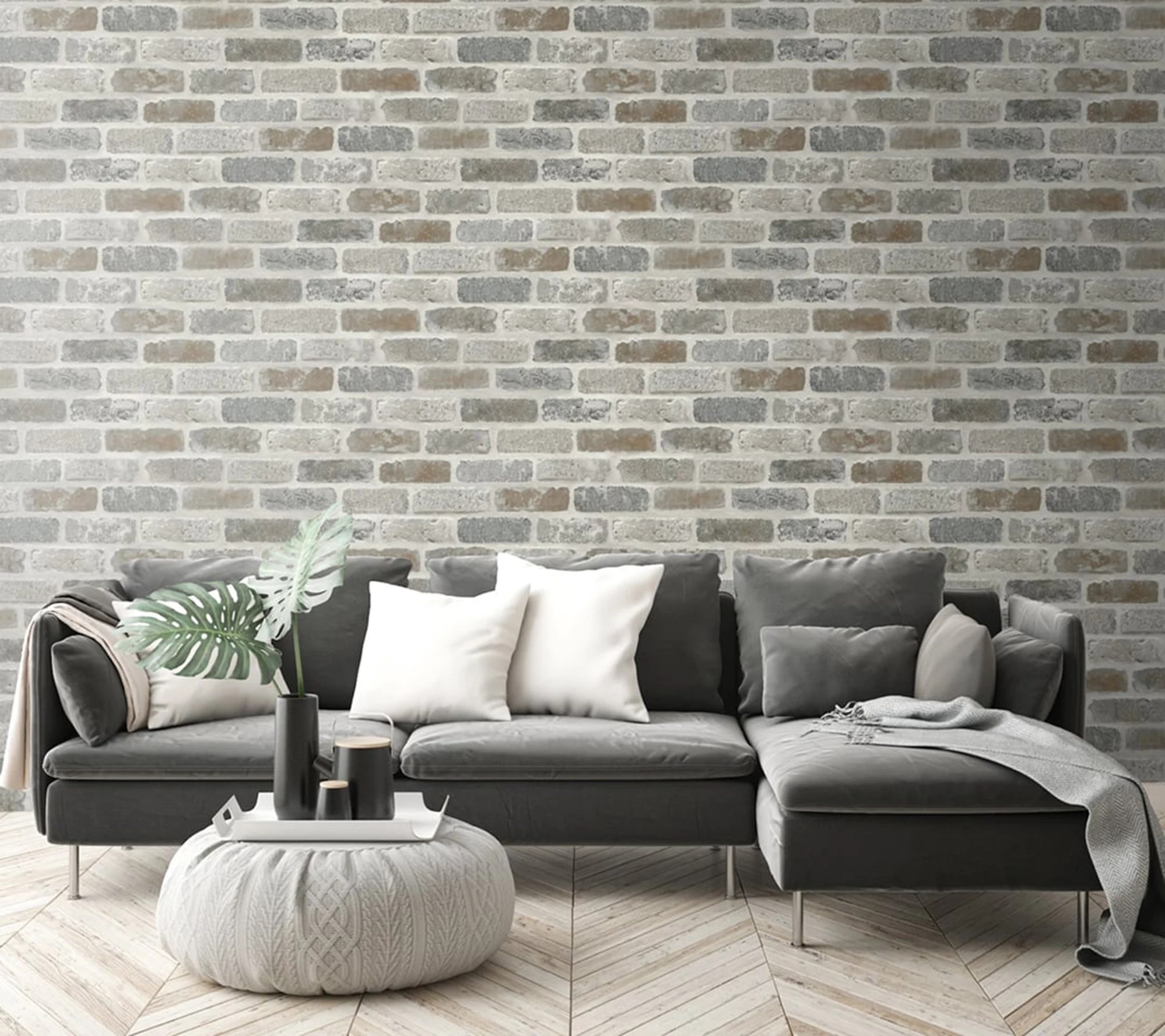 NextWall Washed Faux Brick Peel and Stick Wallpaper Roll