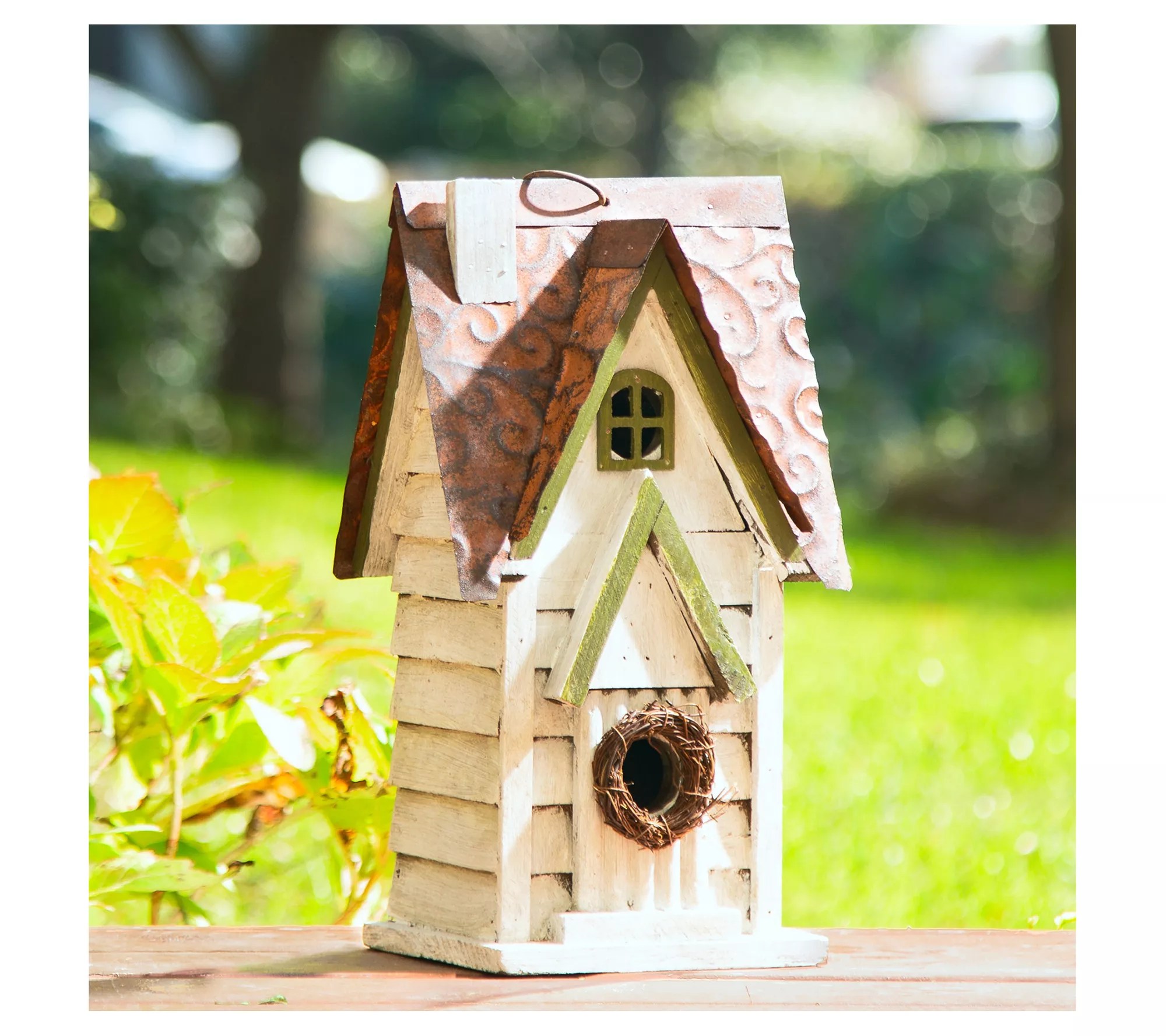Glitzhome 12"H New England Cottage Wood Birdhouse