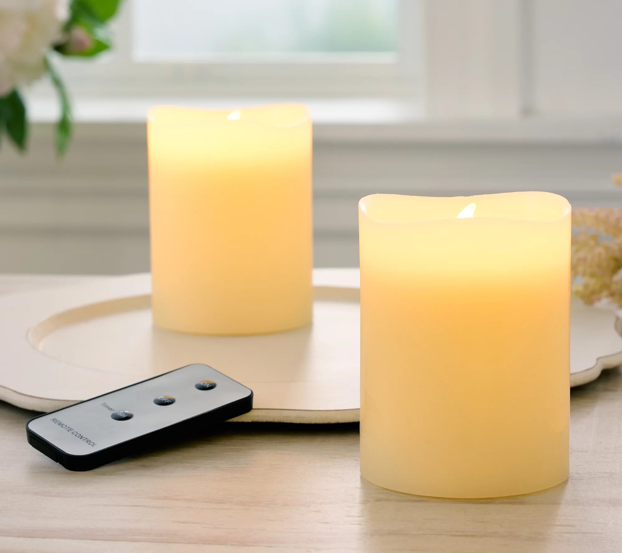 "As Is" Home Reflections Set of (2) 4" Flameless Candles &Remote