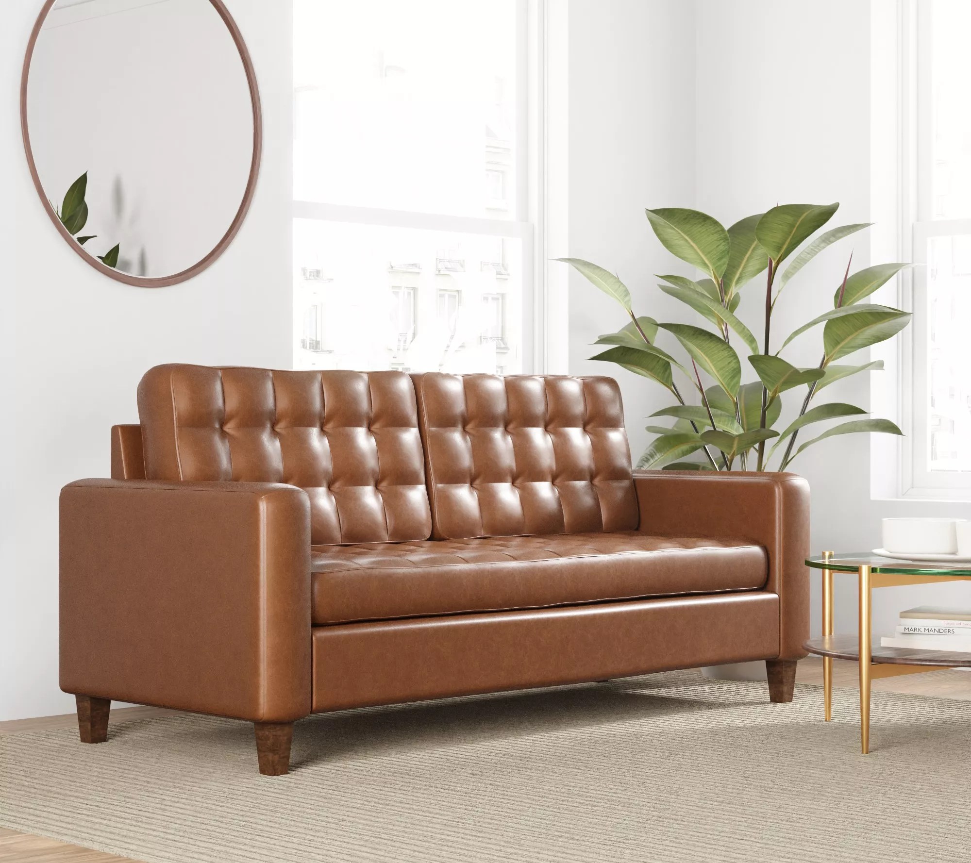 Brookside Brynn 76" Faux Leather Square Arm Sofa
