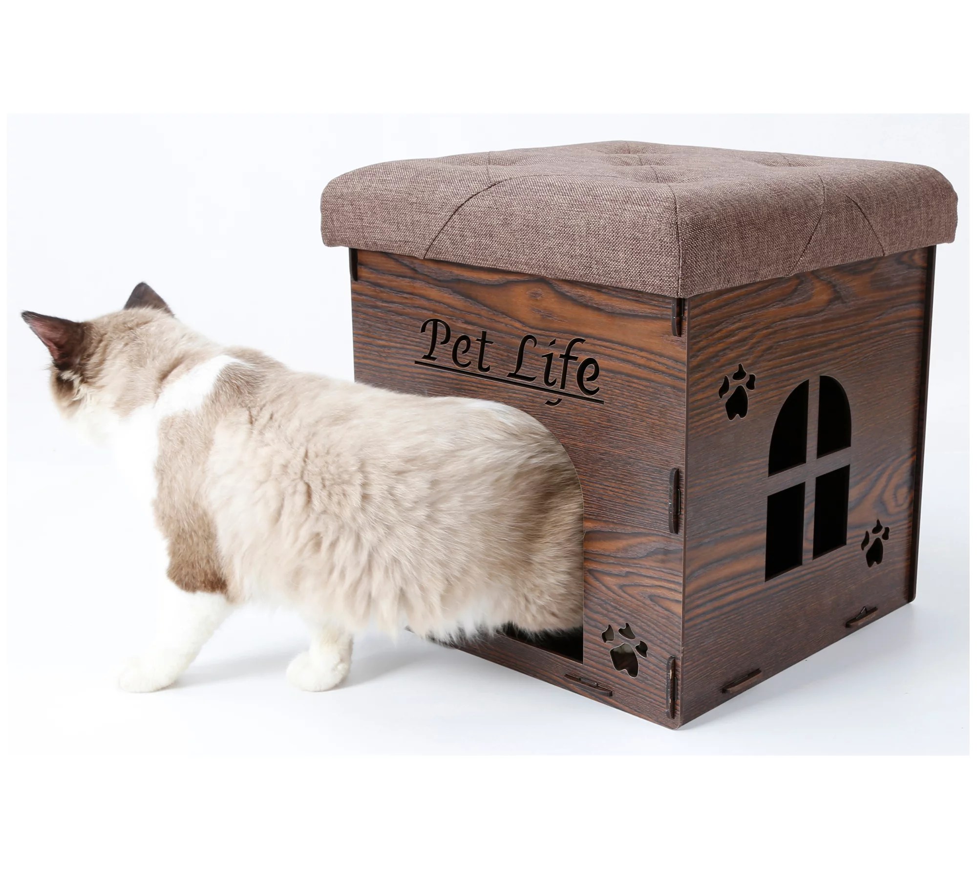Pet Life Foldaway Collapsible Cat House Furnitu re Bench