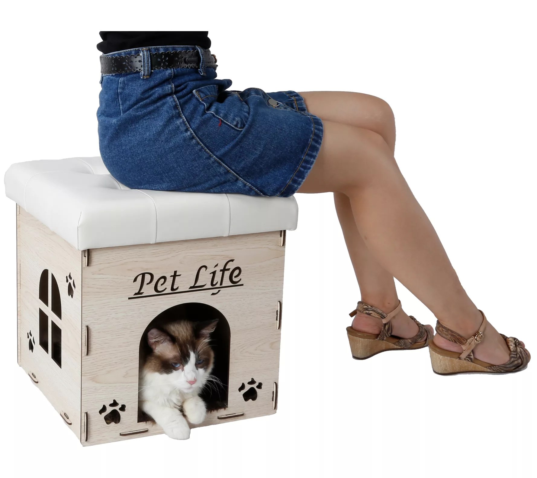 Pet Life Foldaway Collapsible Cat House Furnitu re Bench