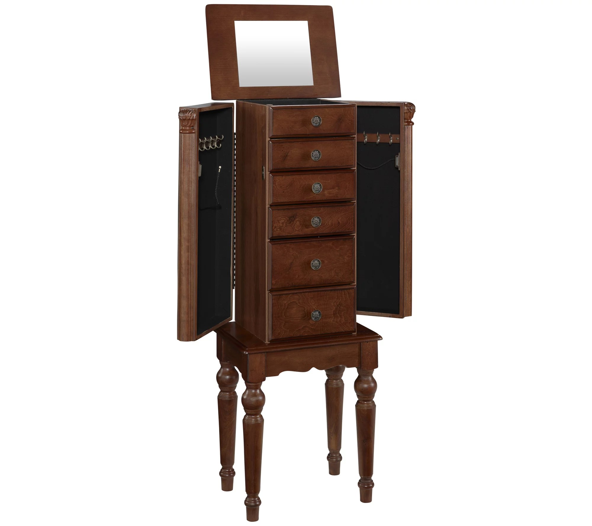 Powell Lightly Distressed Deep CherryFinishedJewelry Armoire