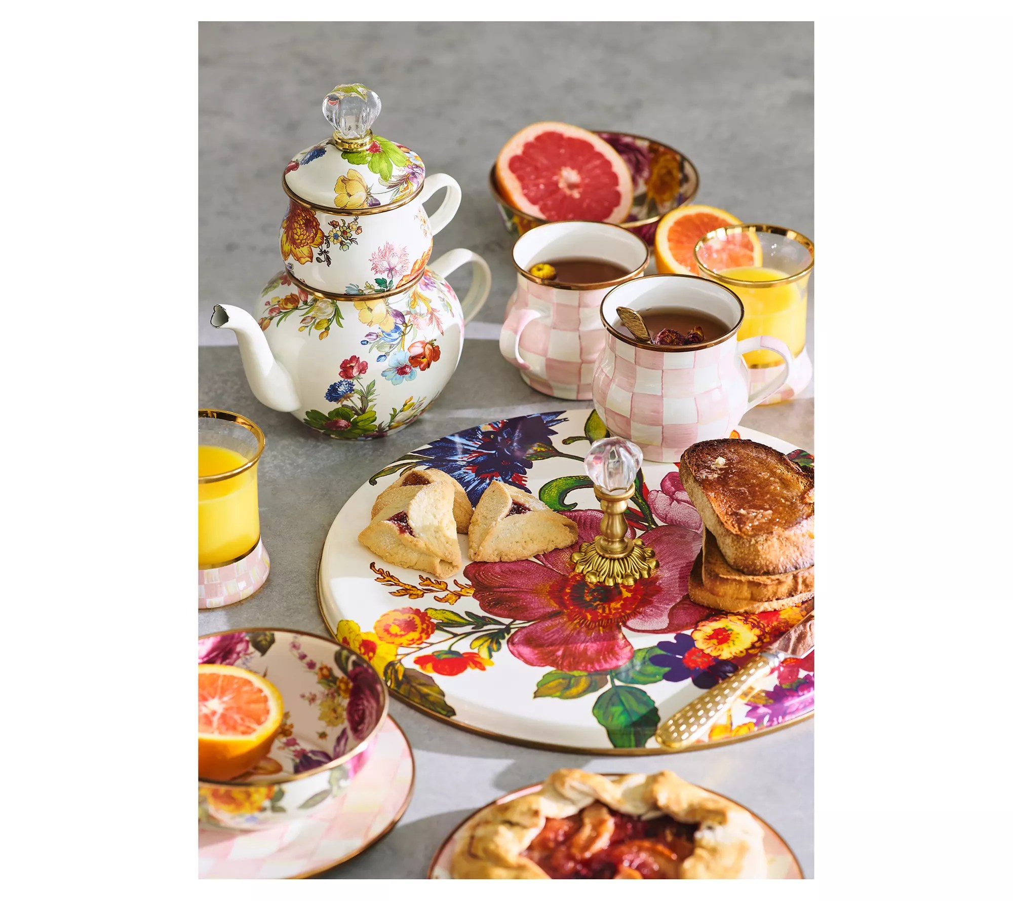 MacKenzieChilds White Flower Market High Tea T eapot/Cup