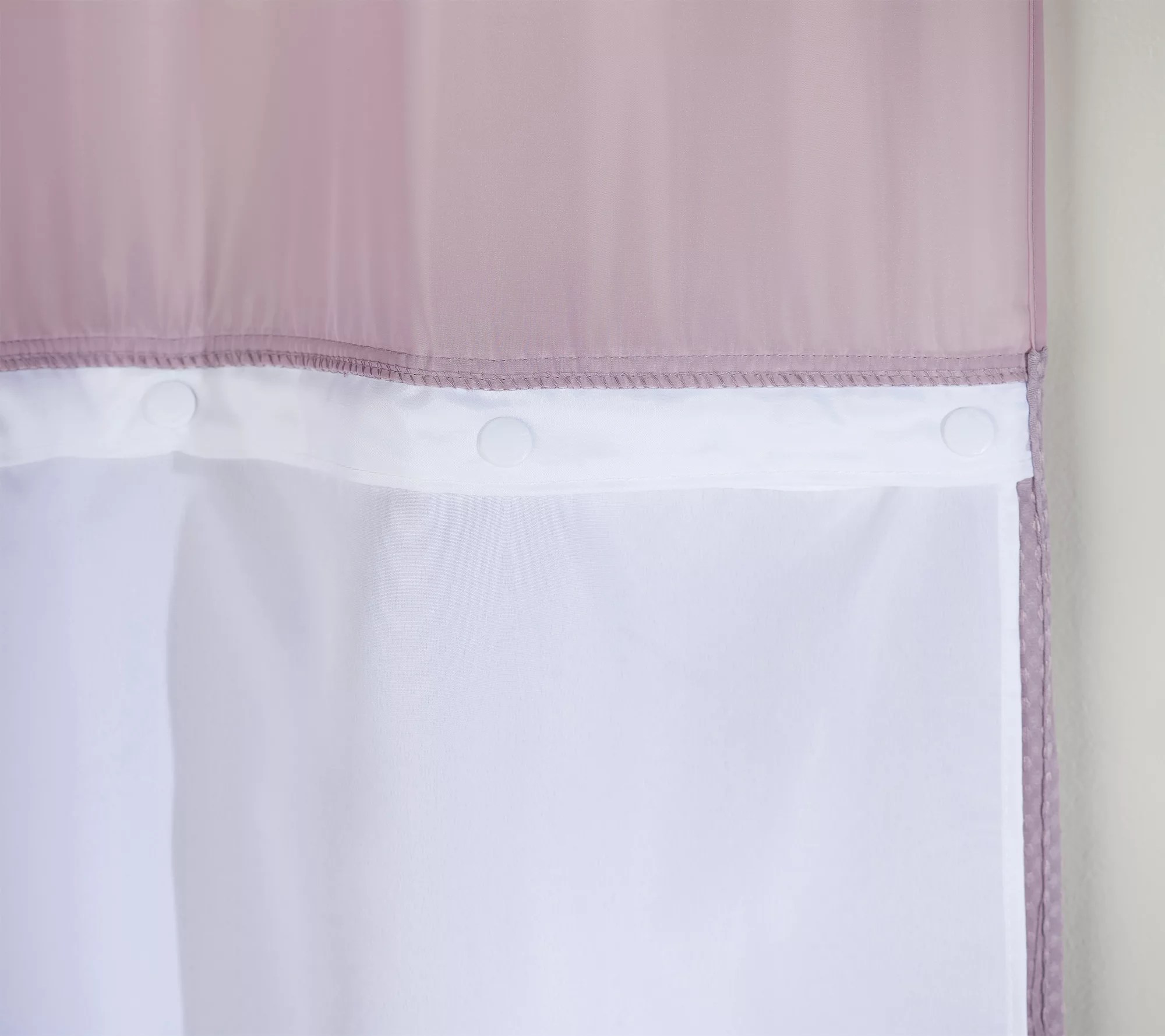 Hookless Waffle Texture Shower Curtain w/ Snap Liner & Chrome Rings