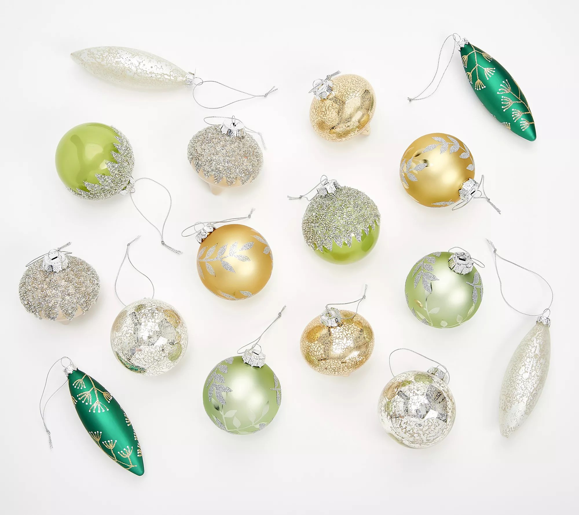 Martha Stewart Set of 16 MultiShape Glass Ornaments